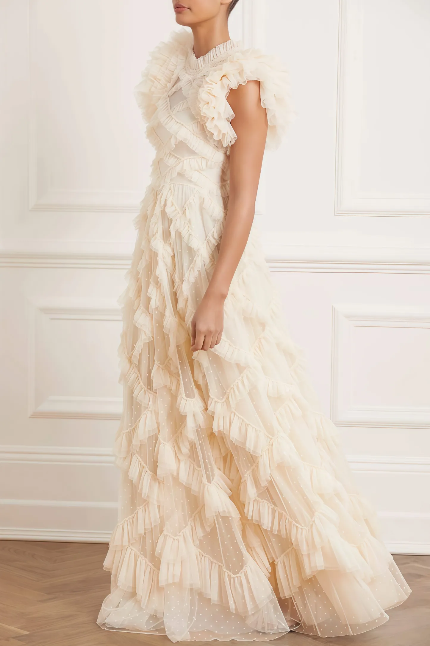 Miro Ruffle Mesh Maxi Dress