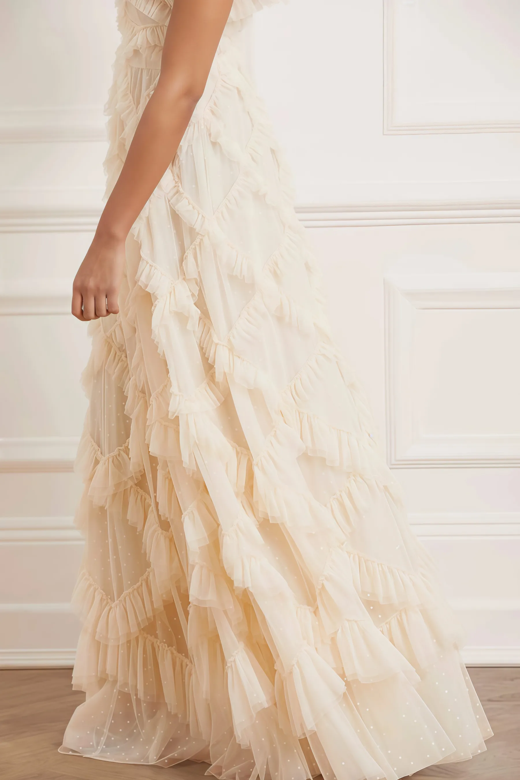 Miro Ruffle Mesh Maxi Dress
