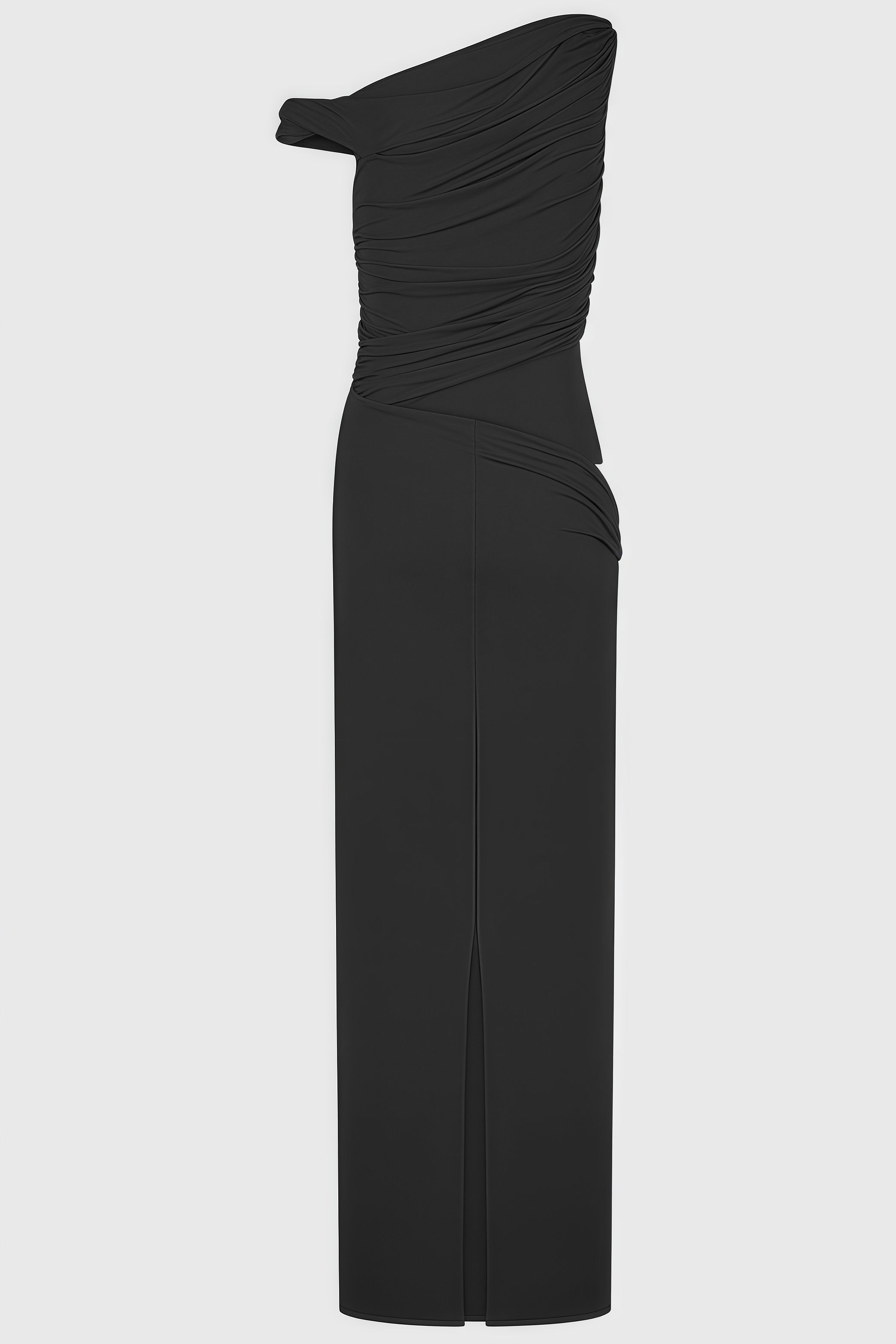 Fayert Black One Shoulder Slinky Maxi Dress