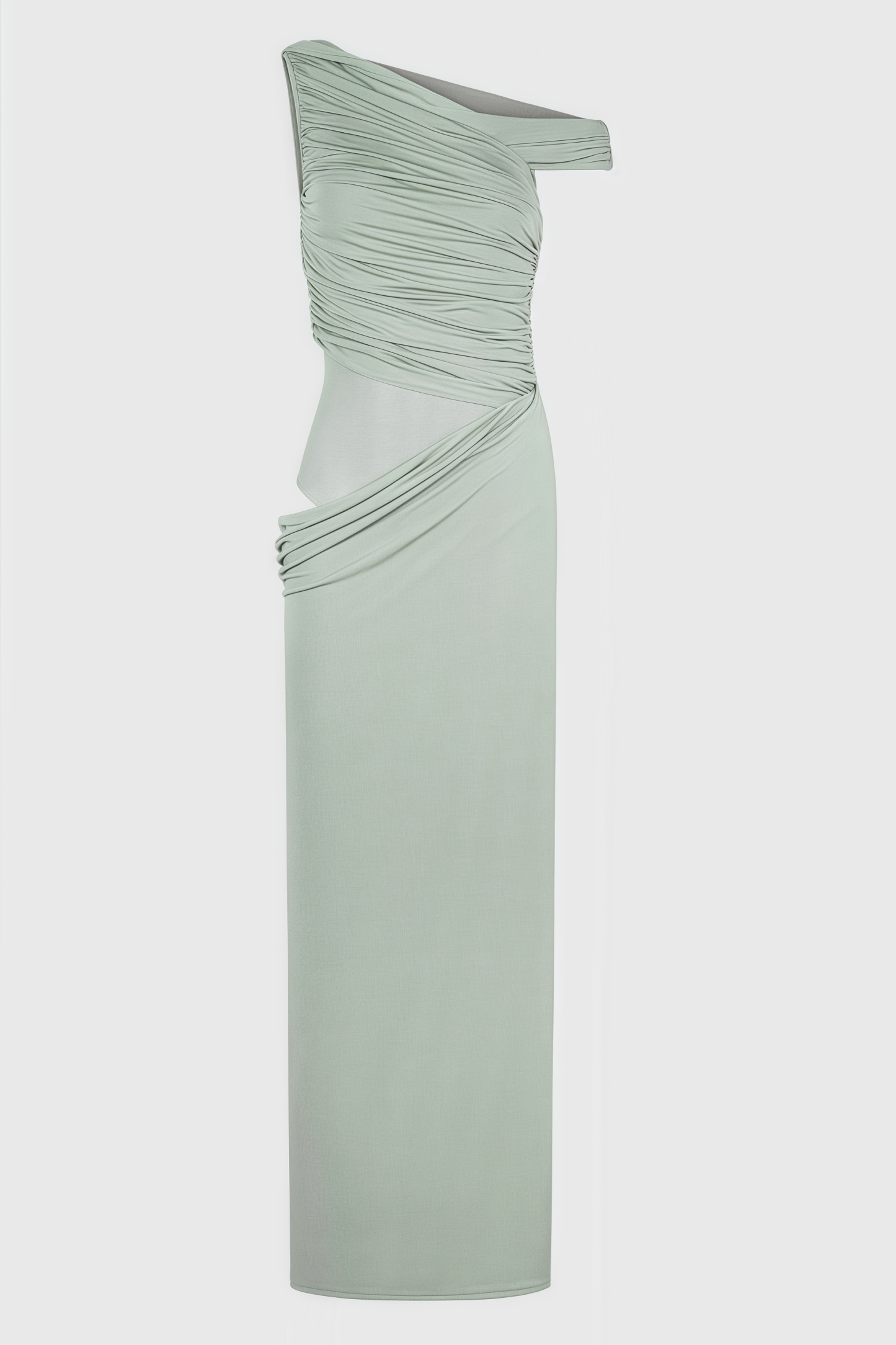 Erynrk Green One Shoulder Slinky Maxi Dress