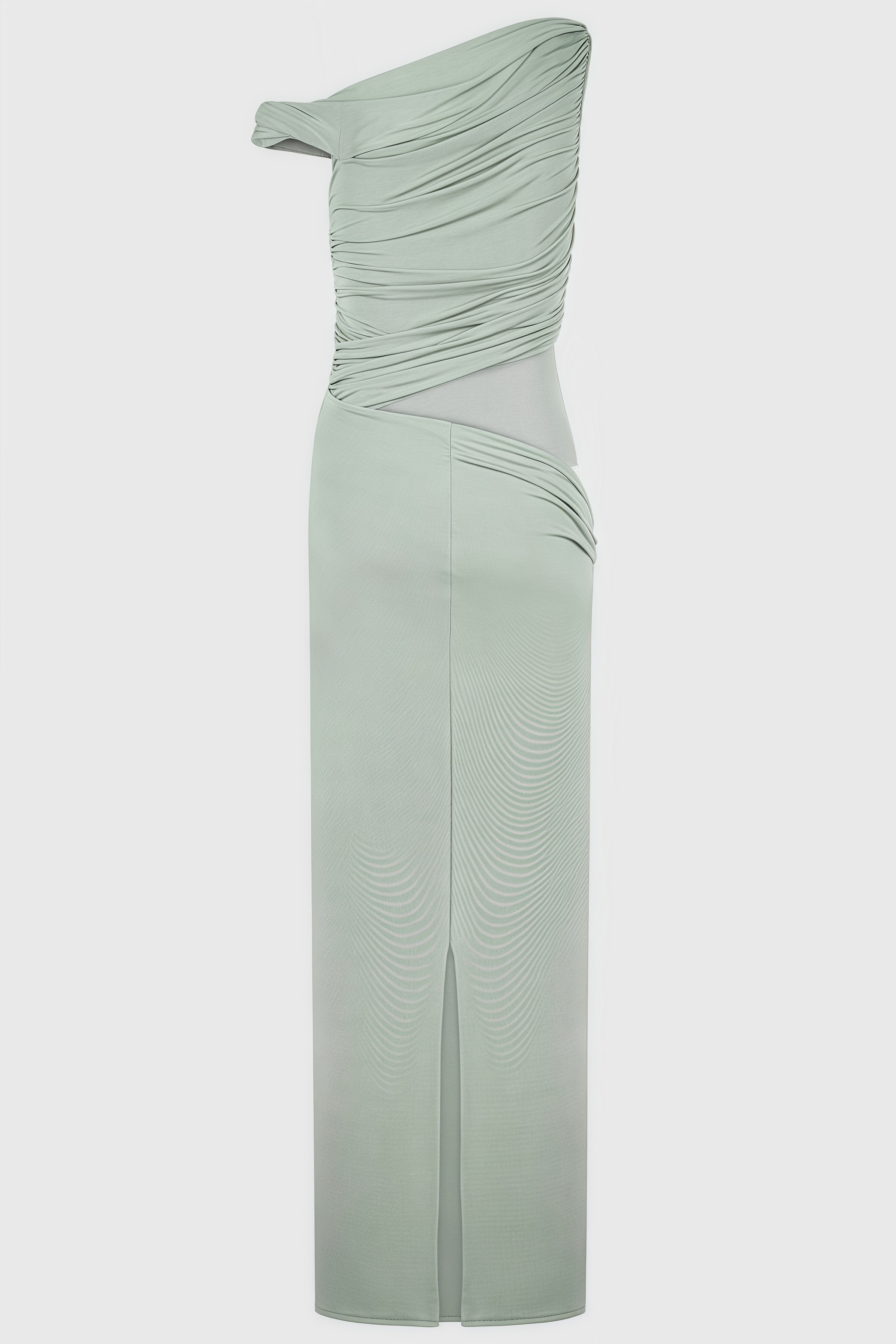 Erynrk Green One Shoulder Slinky Maxi Dress