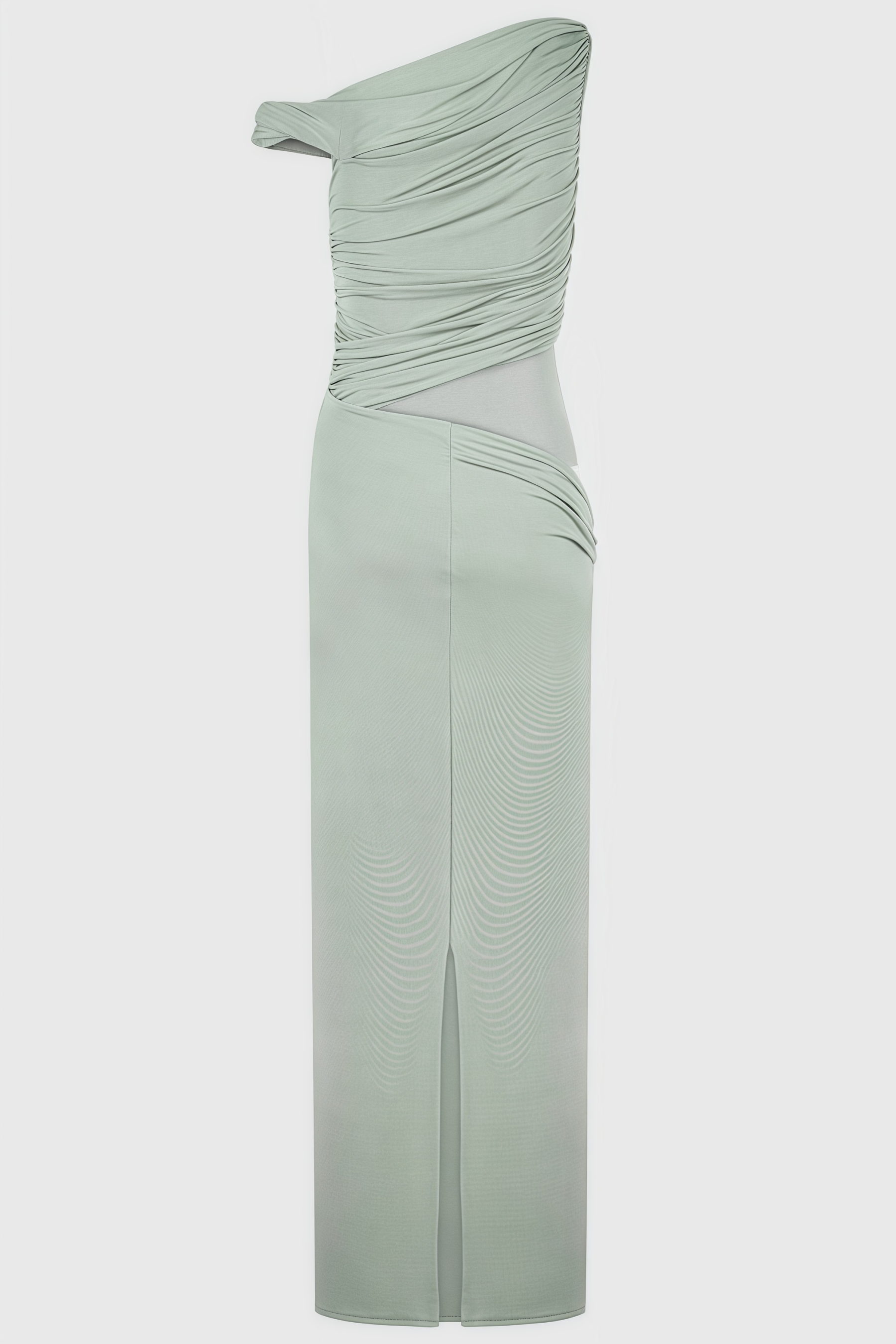Erynrk Green One Shoulder Slinky Maxi Dress