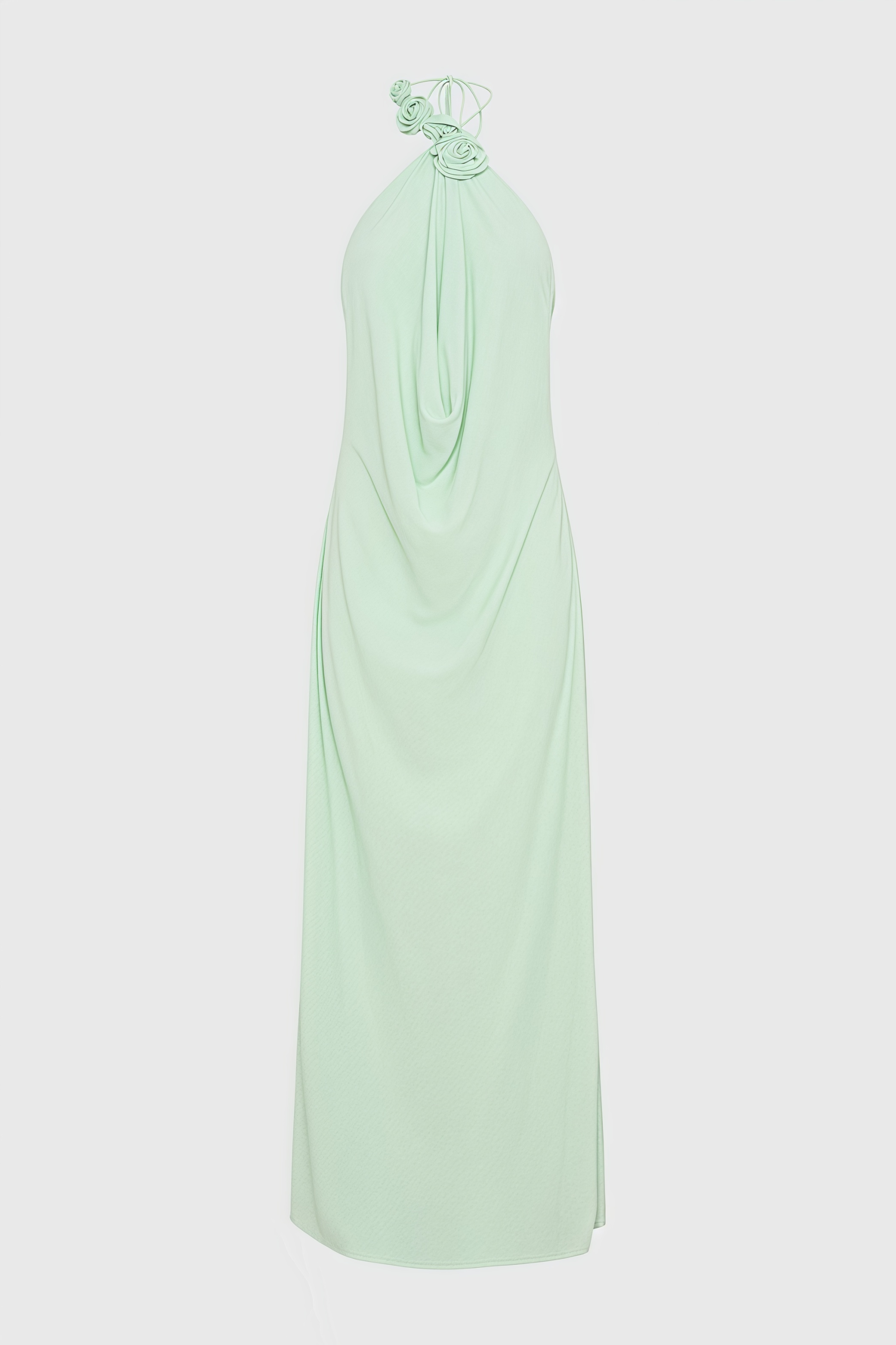 Stellk Green Cowl Neck 3D Flower Maxi Dress