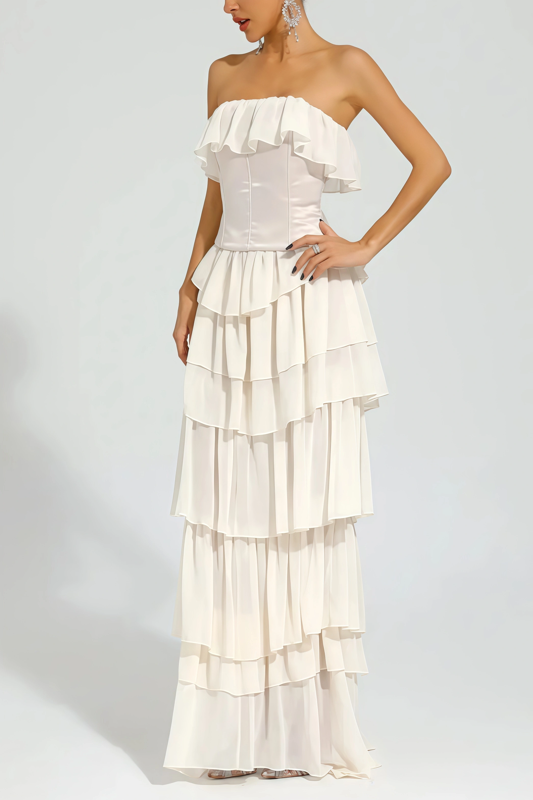 Mirae Apricot Off Shoulder Maxi Dress