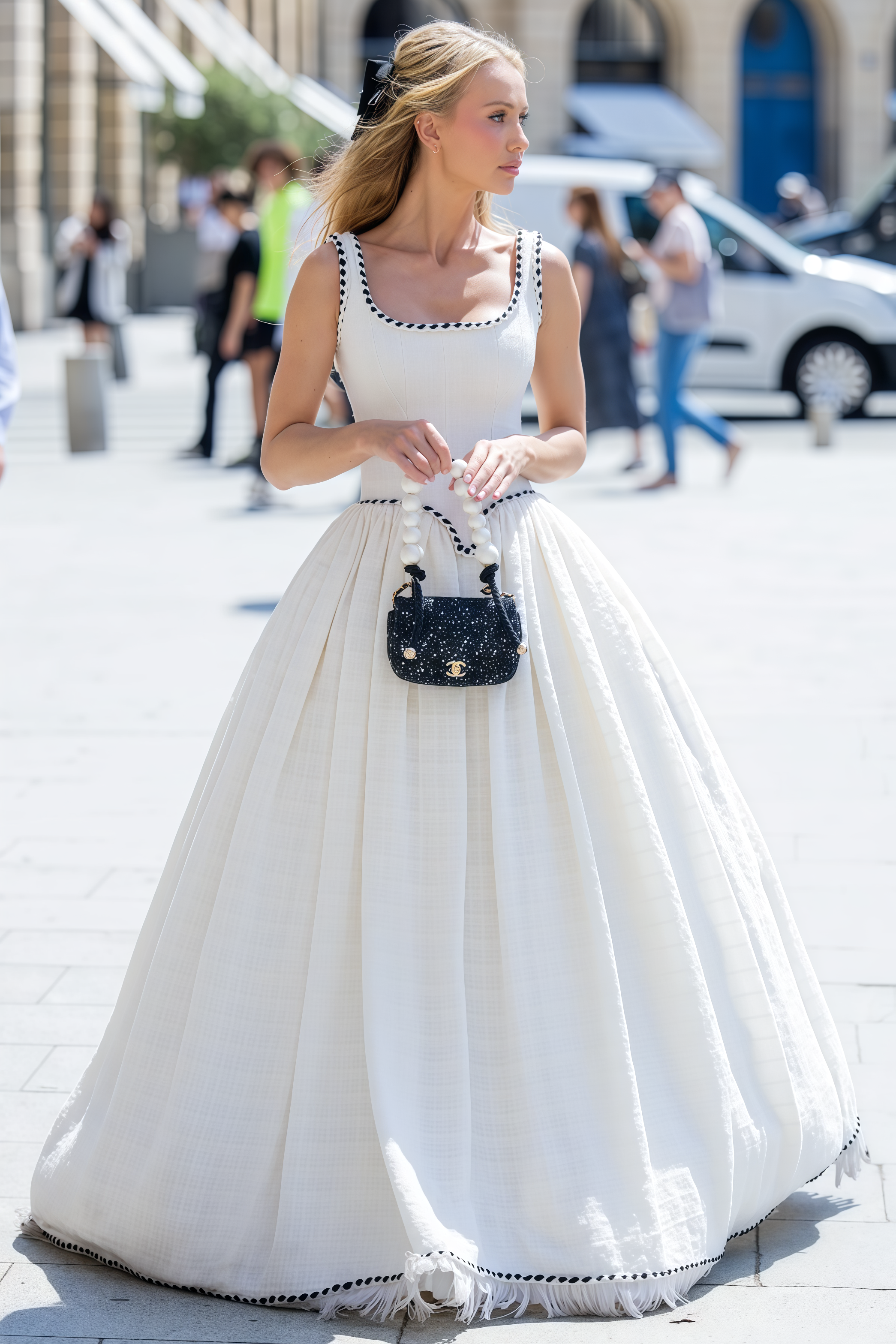 Pavoed Halter Puff Maxi Dress