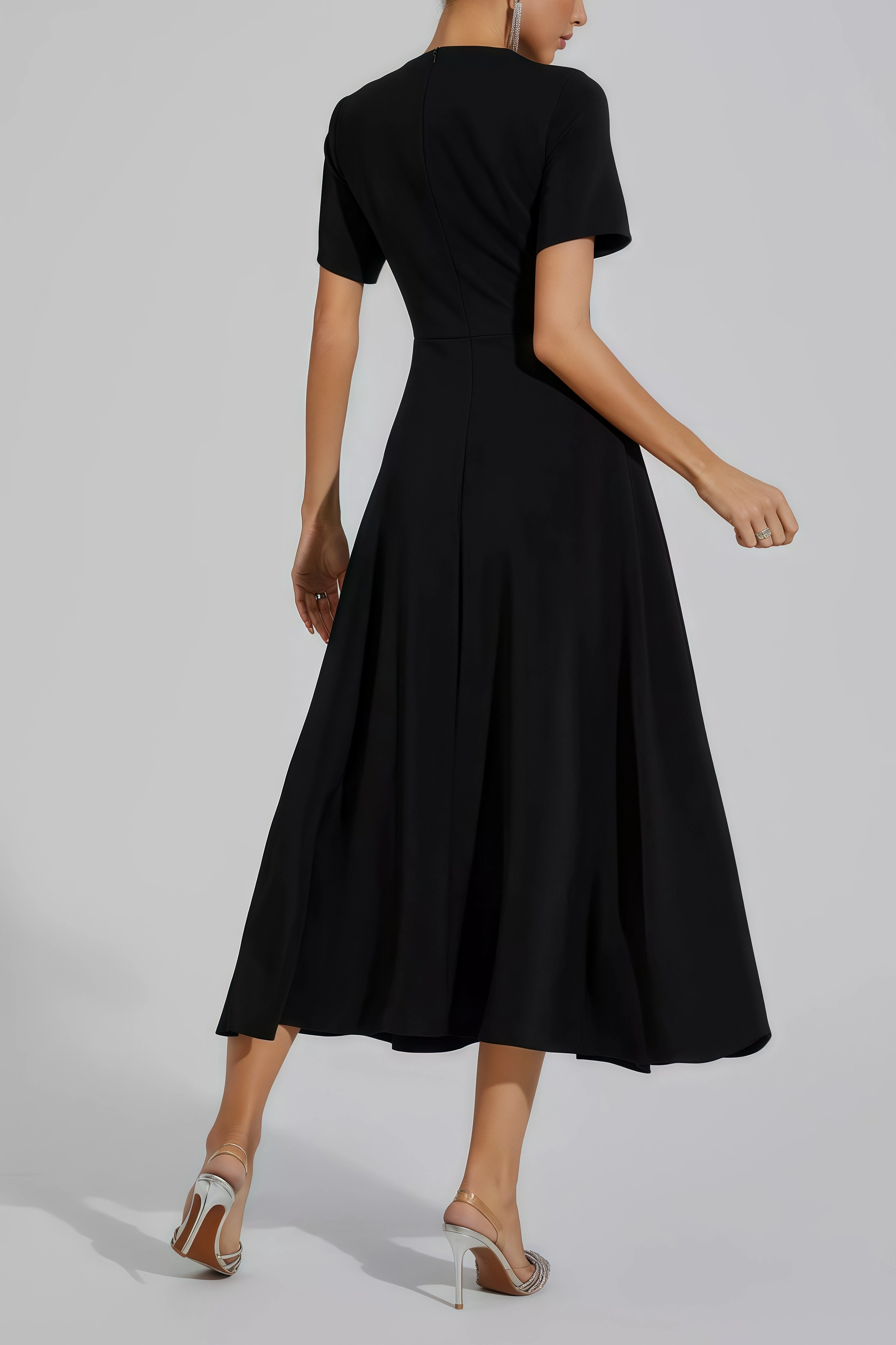 Doe Black Flower Midi Dress