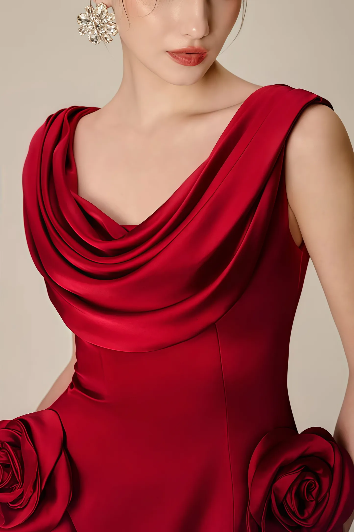 Icarusa Flared Cowl Neck Silk Mini Dress