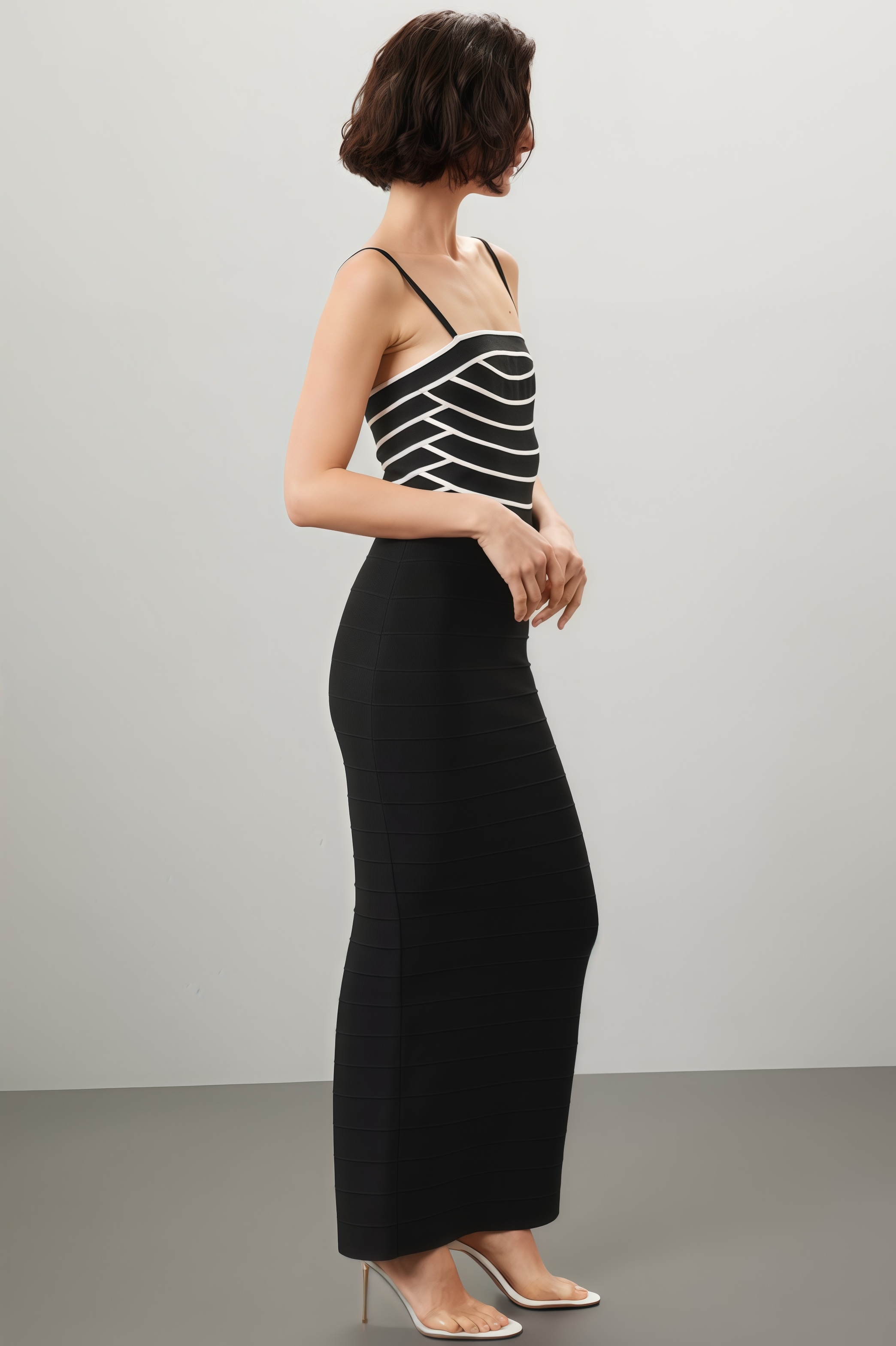 Zephry Split Striped Halter Maxi Dress