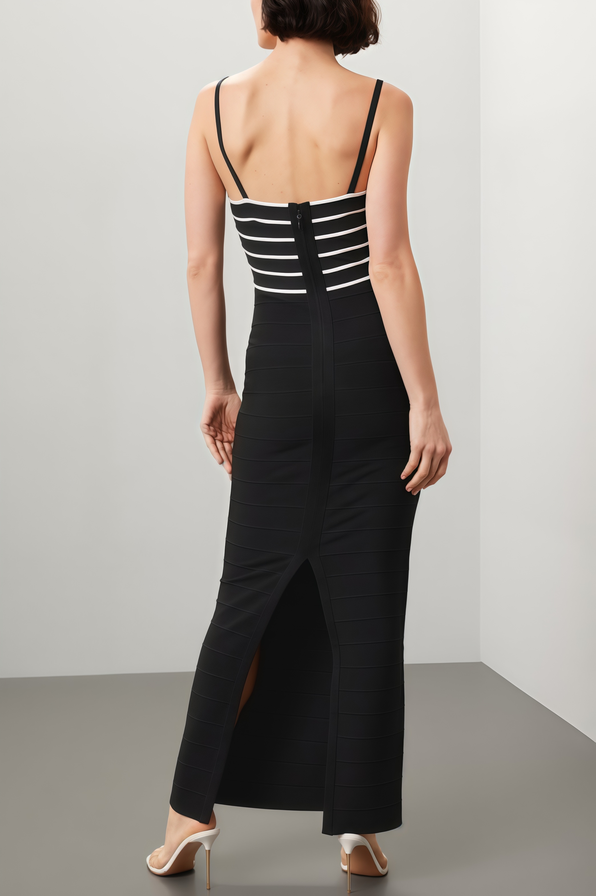 Zephry Split Striped Halter Maxi Dress