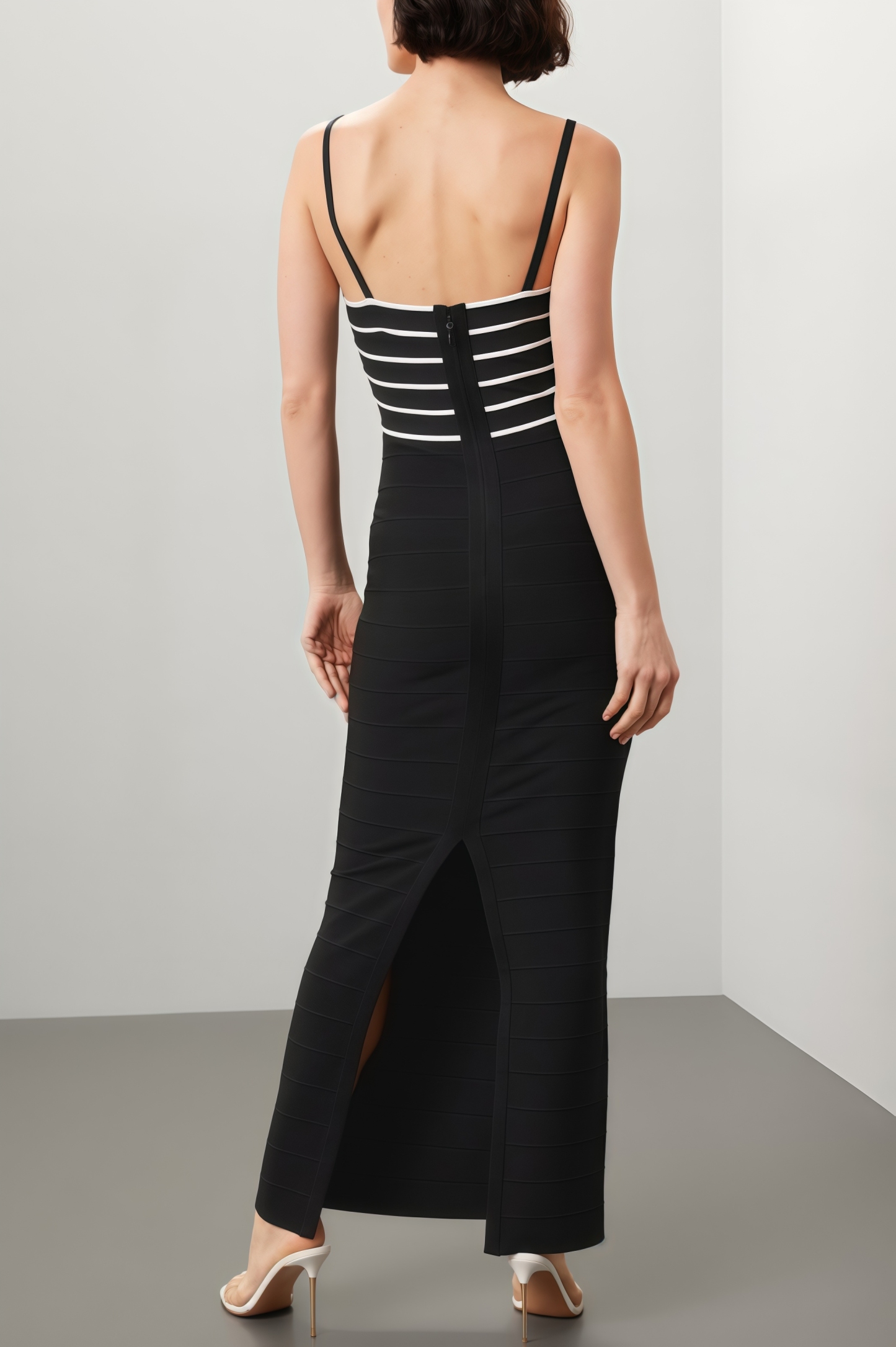 Zephry Split Striped Halter Maxi Dress