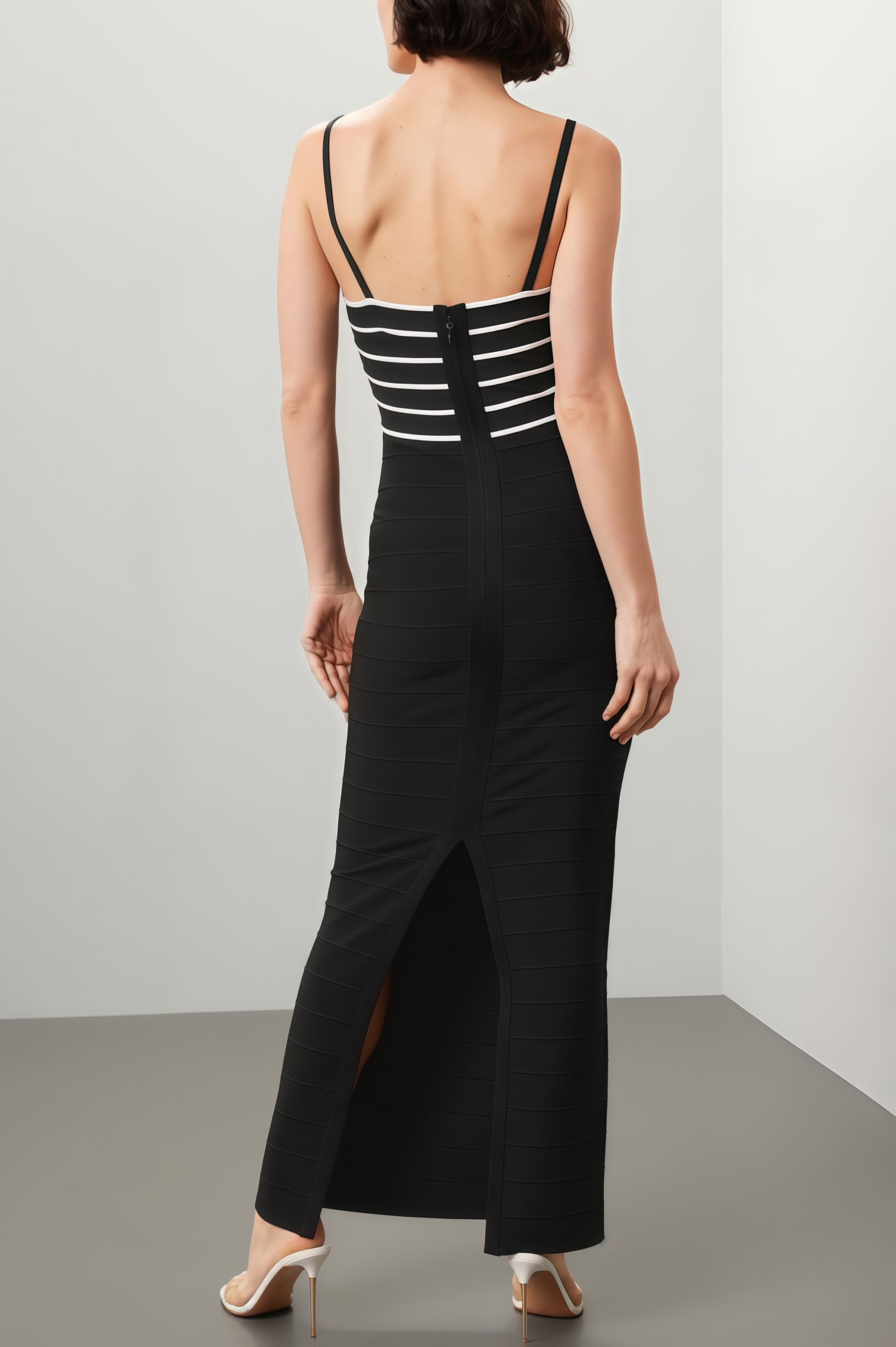 Zephry Split Striped Halter Maxi Dress