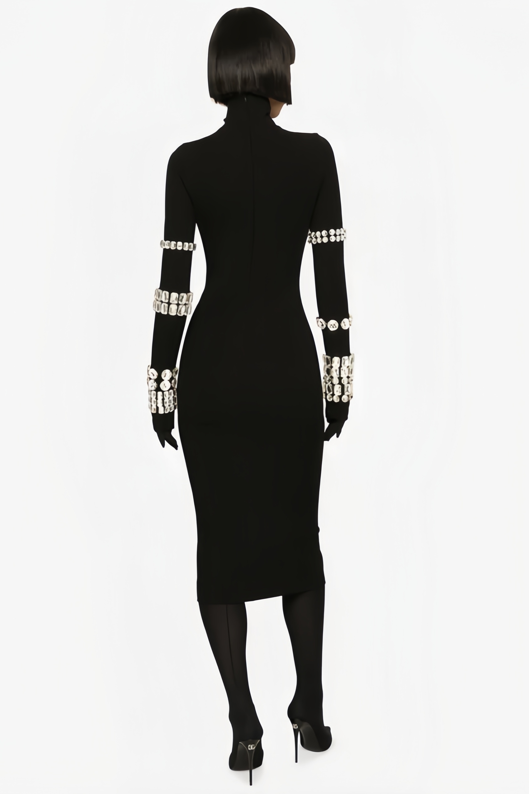 Wilson Black High Neck Midi Dress