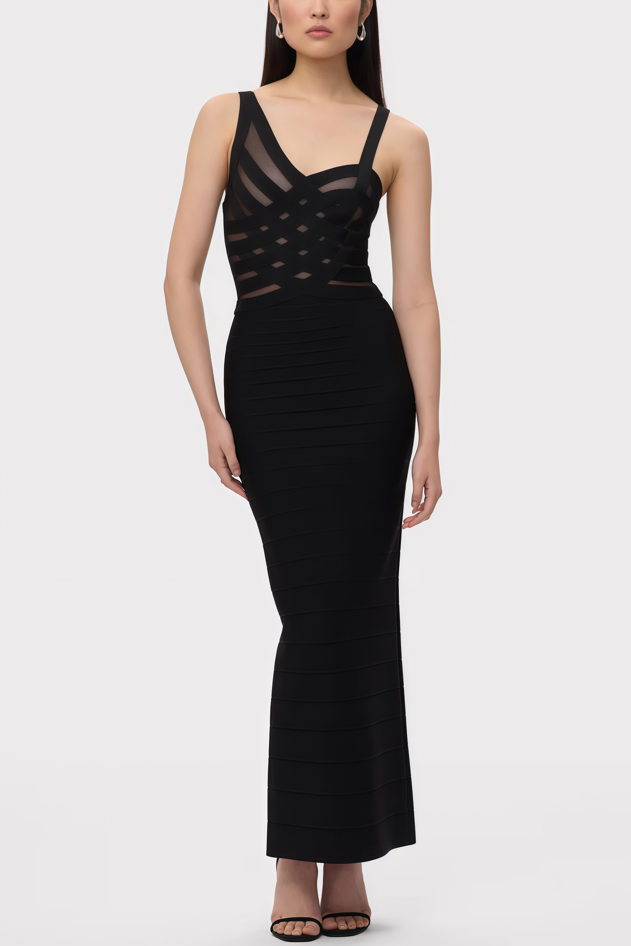 Ciranc Black Cross Cutout Maxi Dress