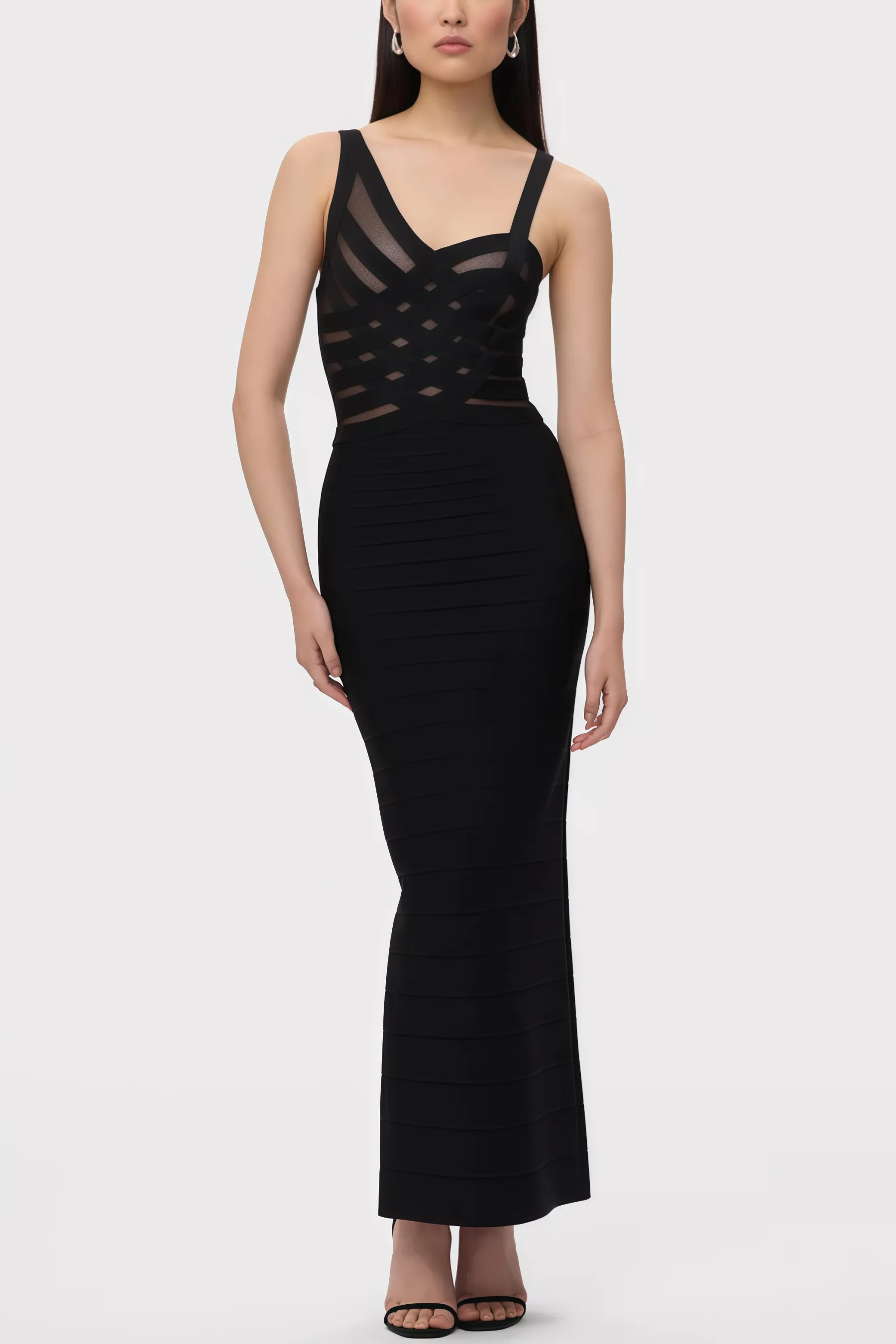 Ciranc Black Cross Cutout Maxi Dress