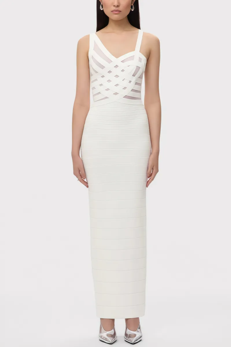 Yeriel White Cross Cut-outs Maxi Dress