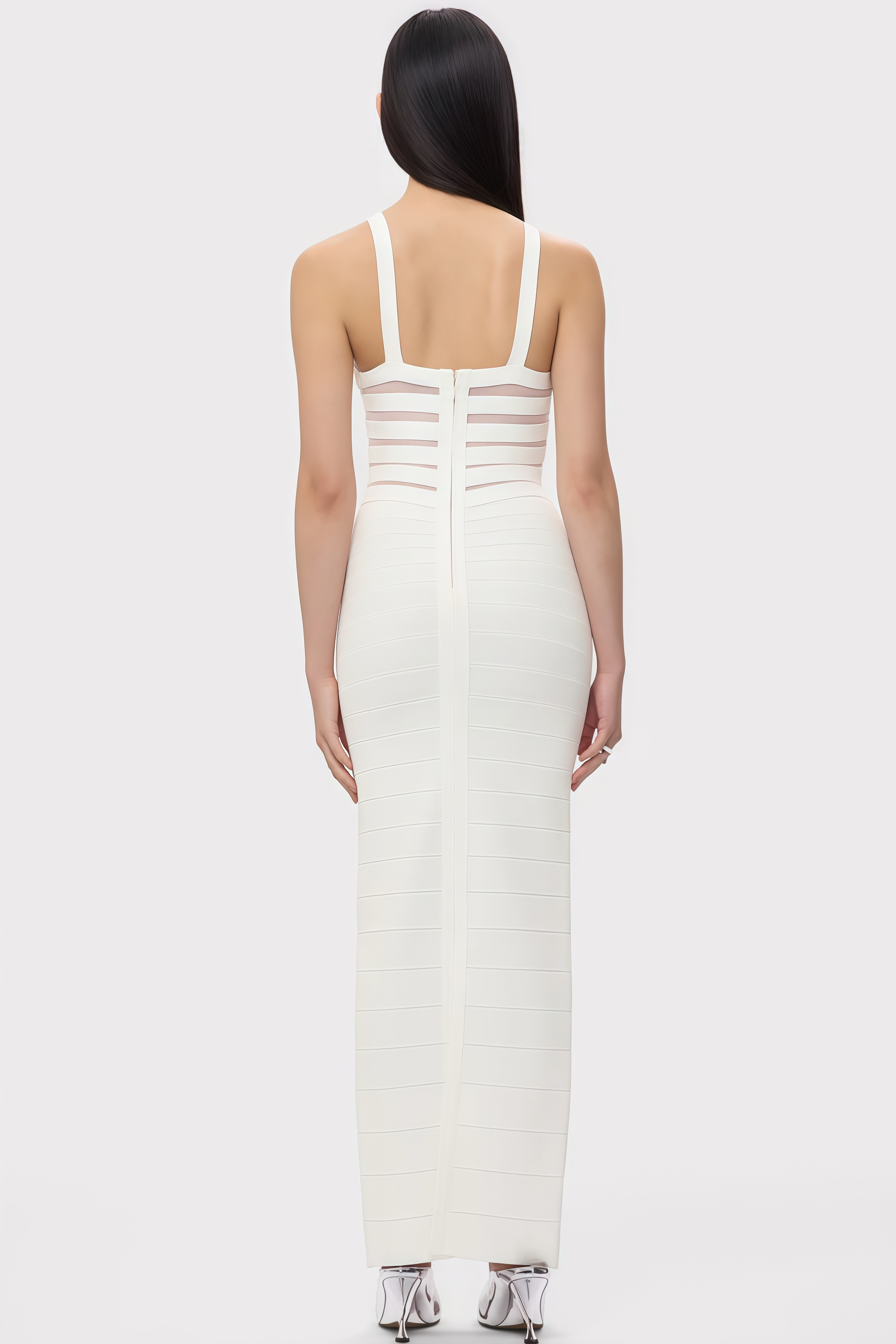 Yeriel White Cross Cut-outs Maxi Dress
