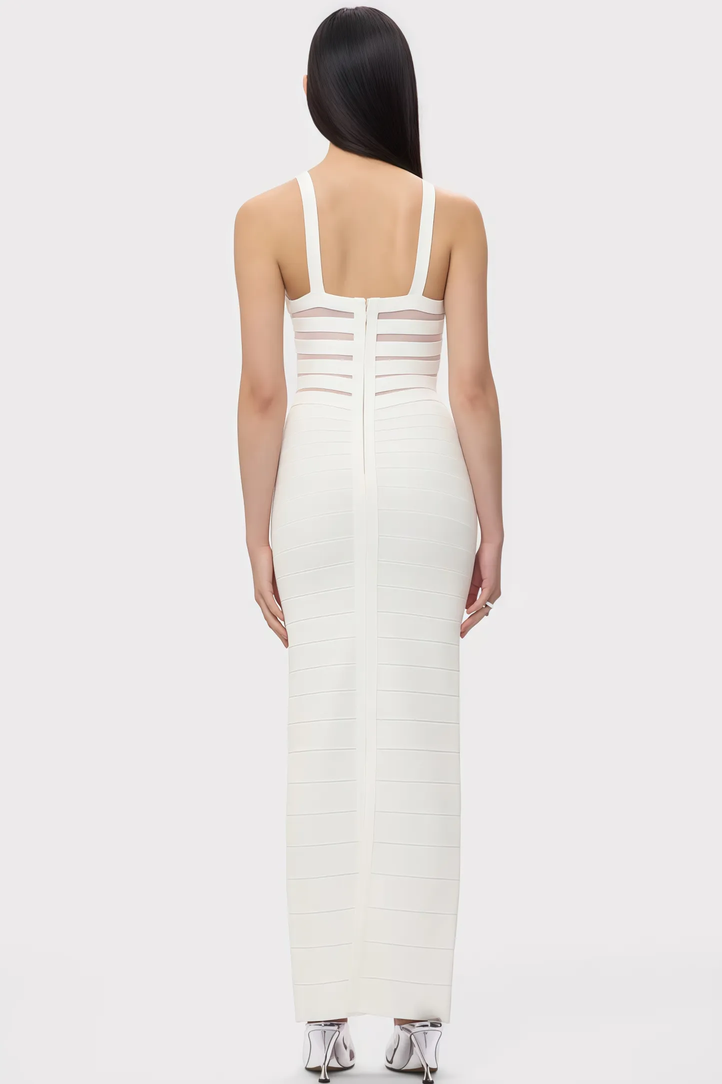 Yeriel White Cross Cut-outs Maxi Dress