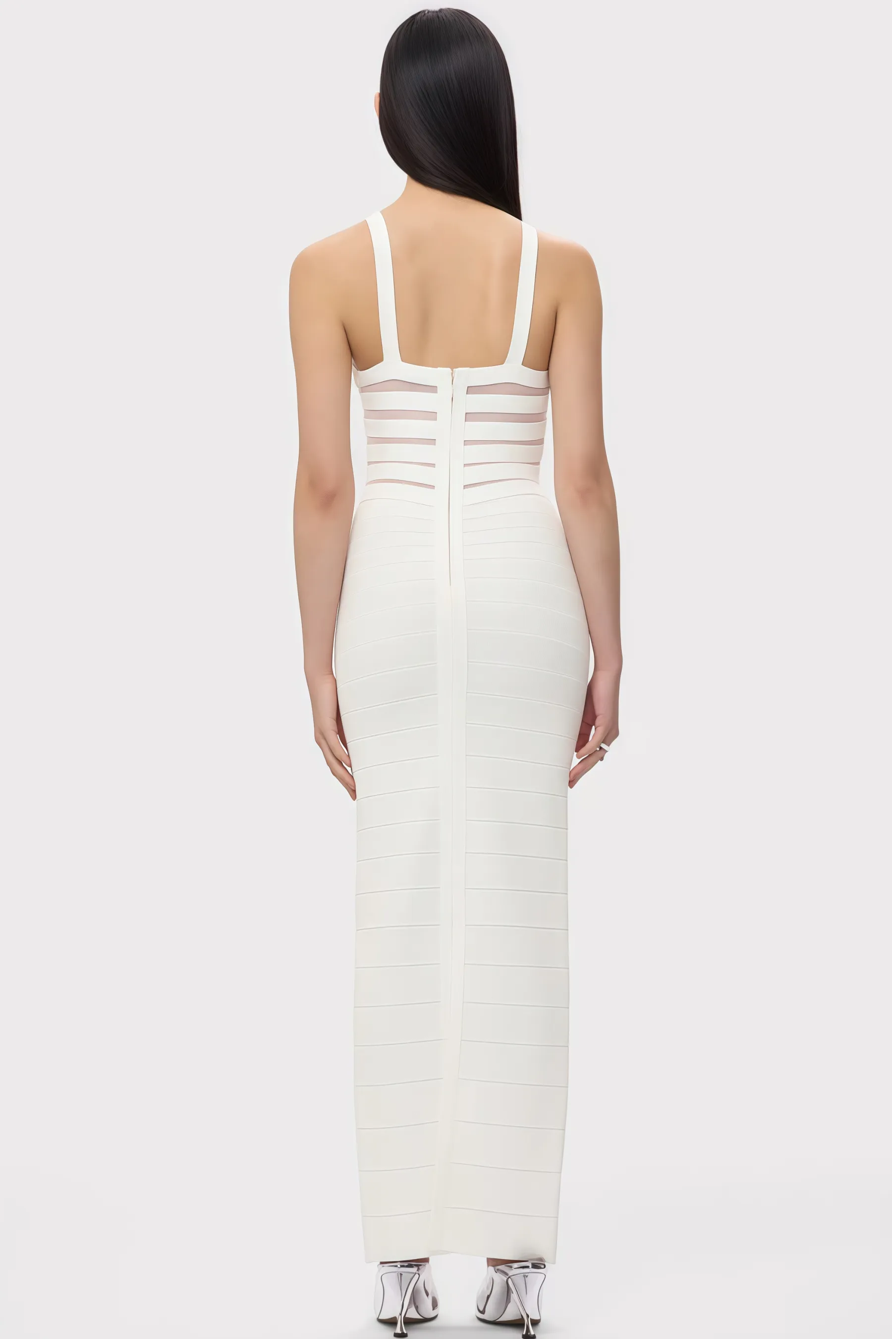 Yeriel White Cross Cut-outs Maxi Dress