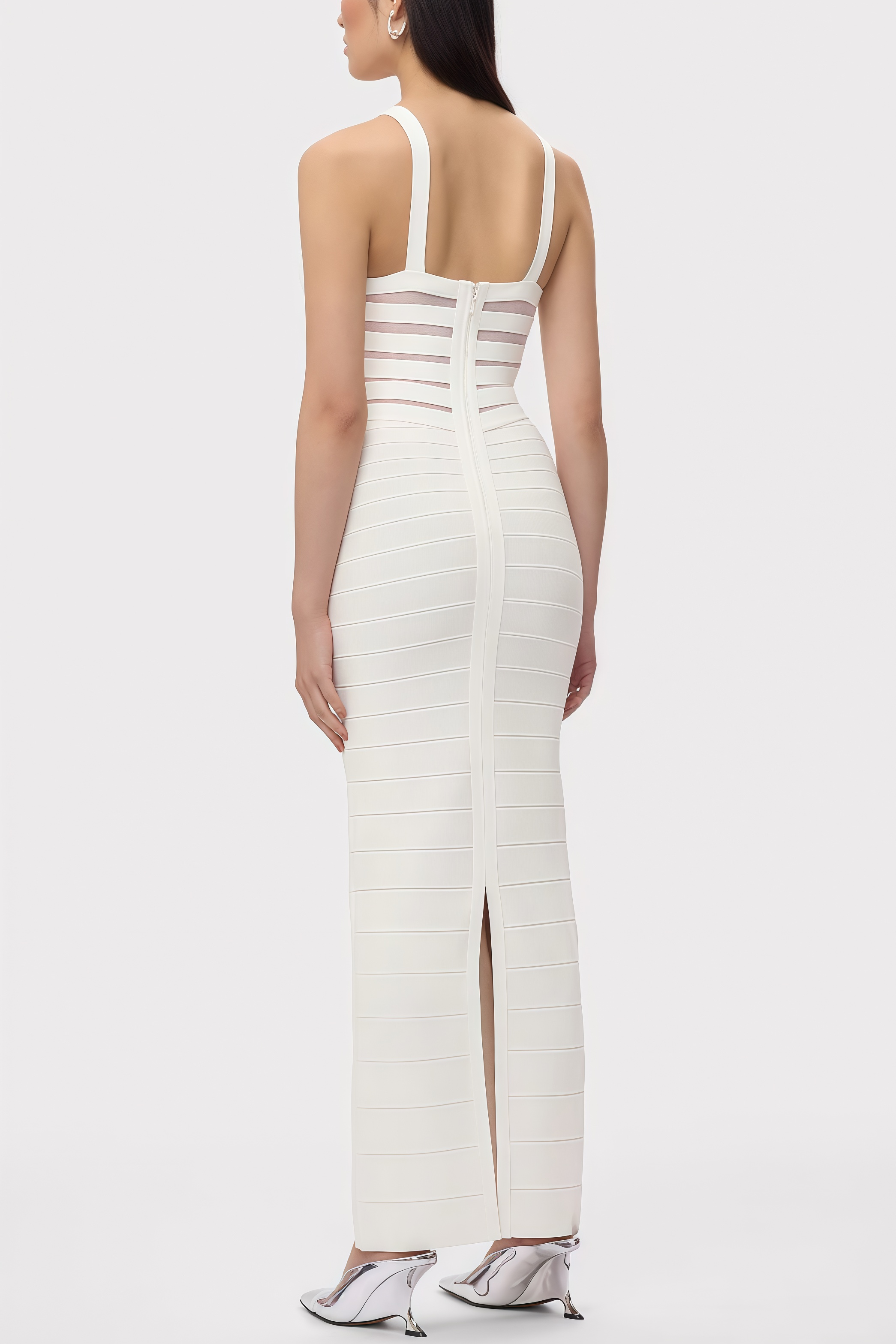 Yeriel White Cross Cut-outs Maxi Dress