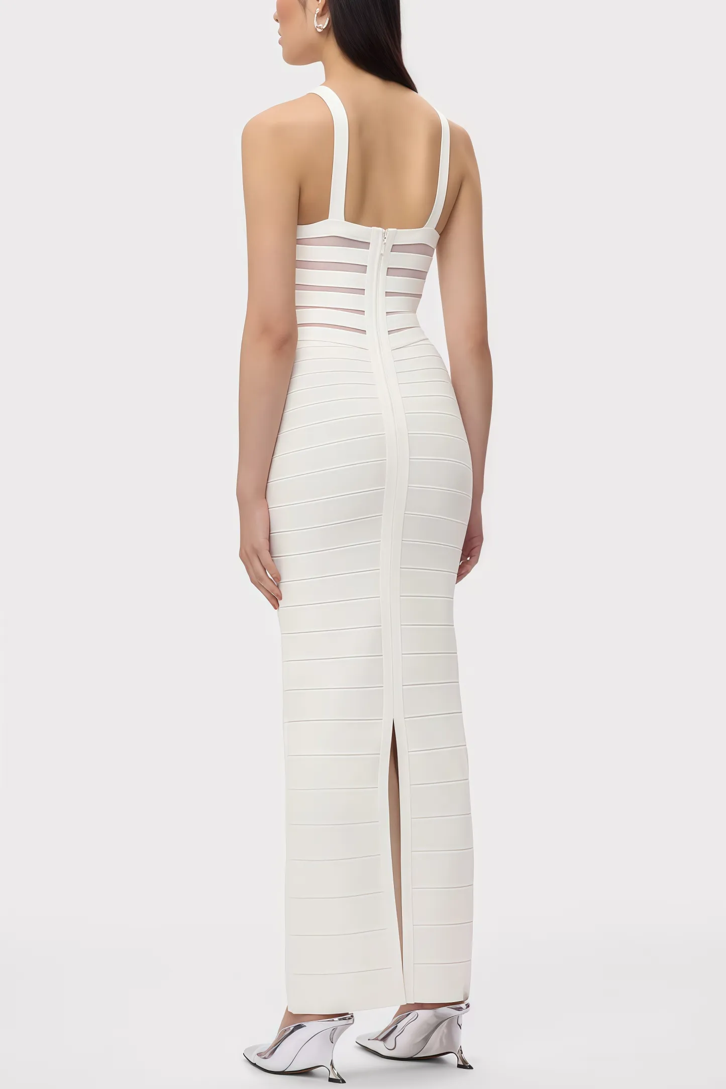 Yeriel White Cross Cut-outs Maxi Dress