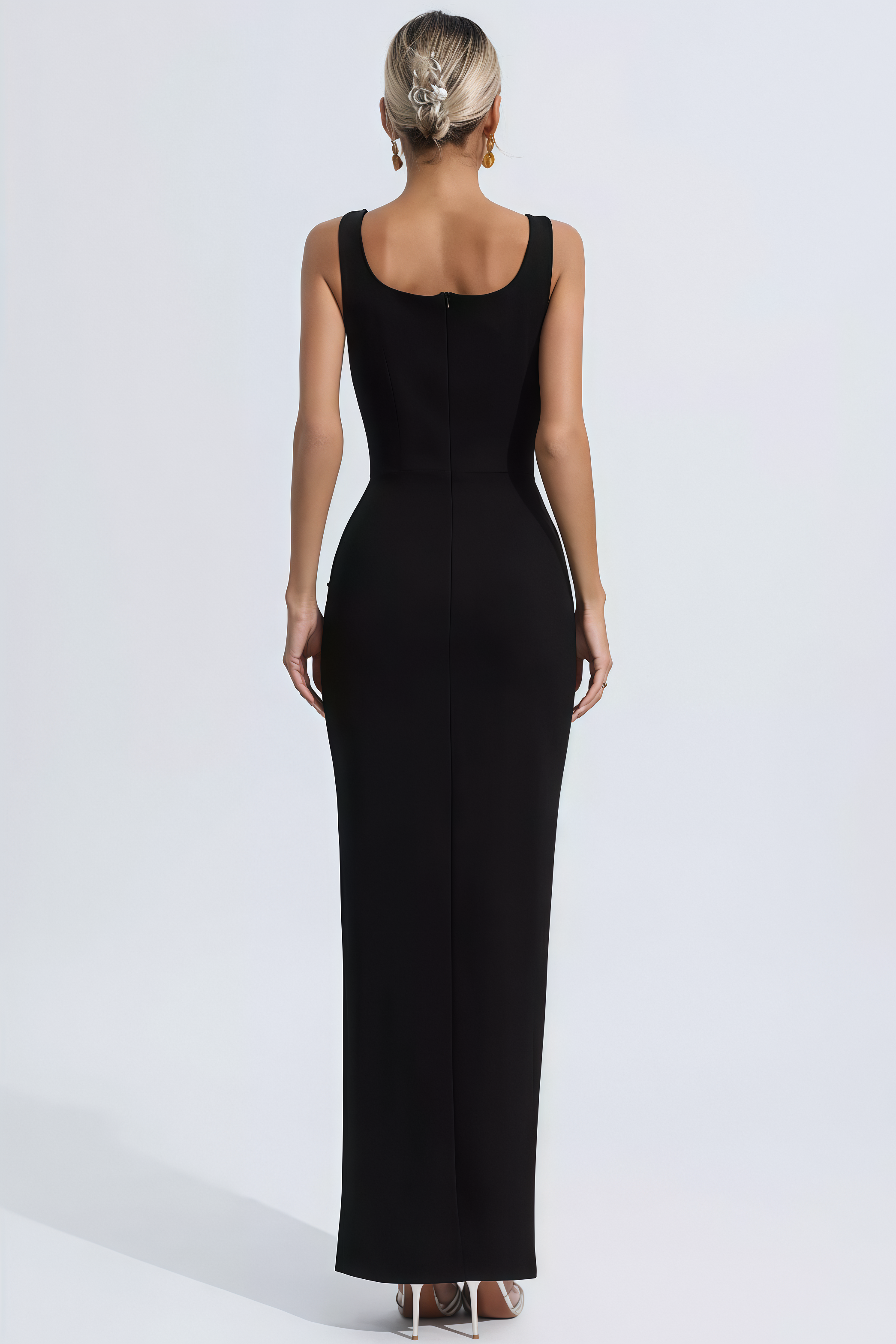 Ysolly Hadlee Black Embellished Diamond Maxi Dress
