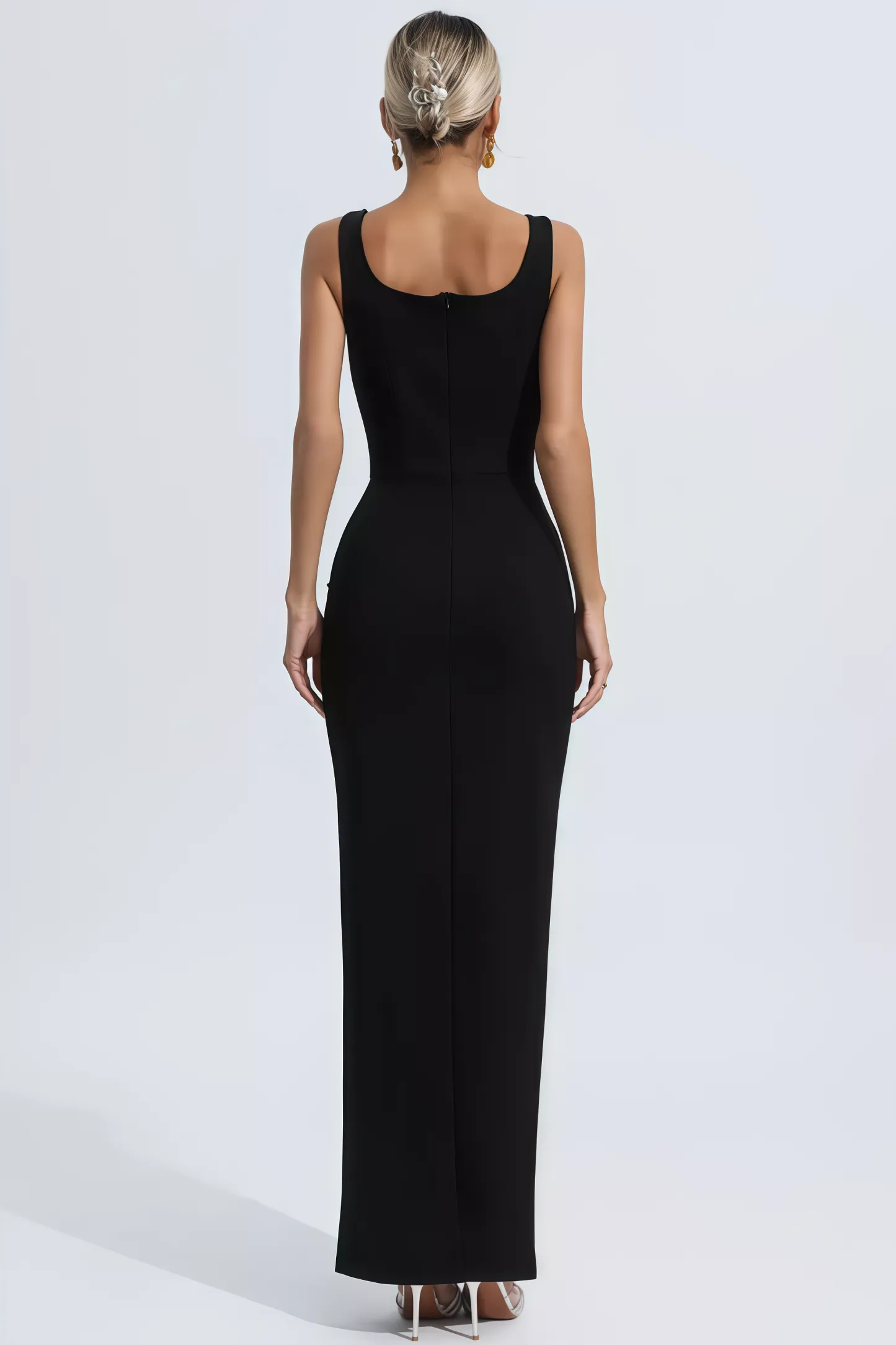 Ysolly Hadlee Black Embellished Diamond Maxi Dress