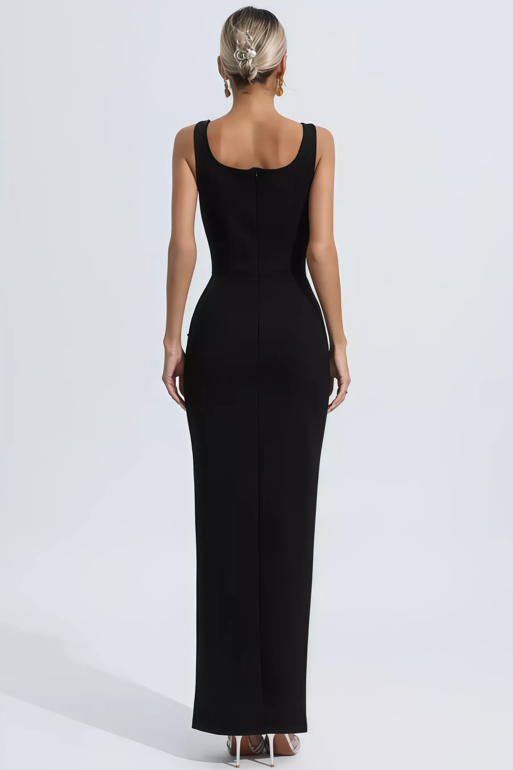 Ysolly Hadlee Black Embellished Diamond Maxi Dress