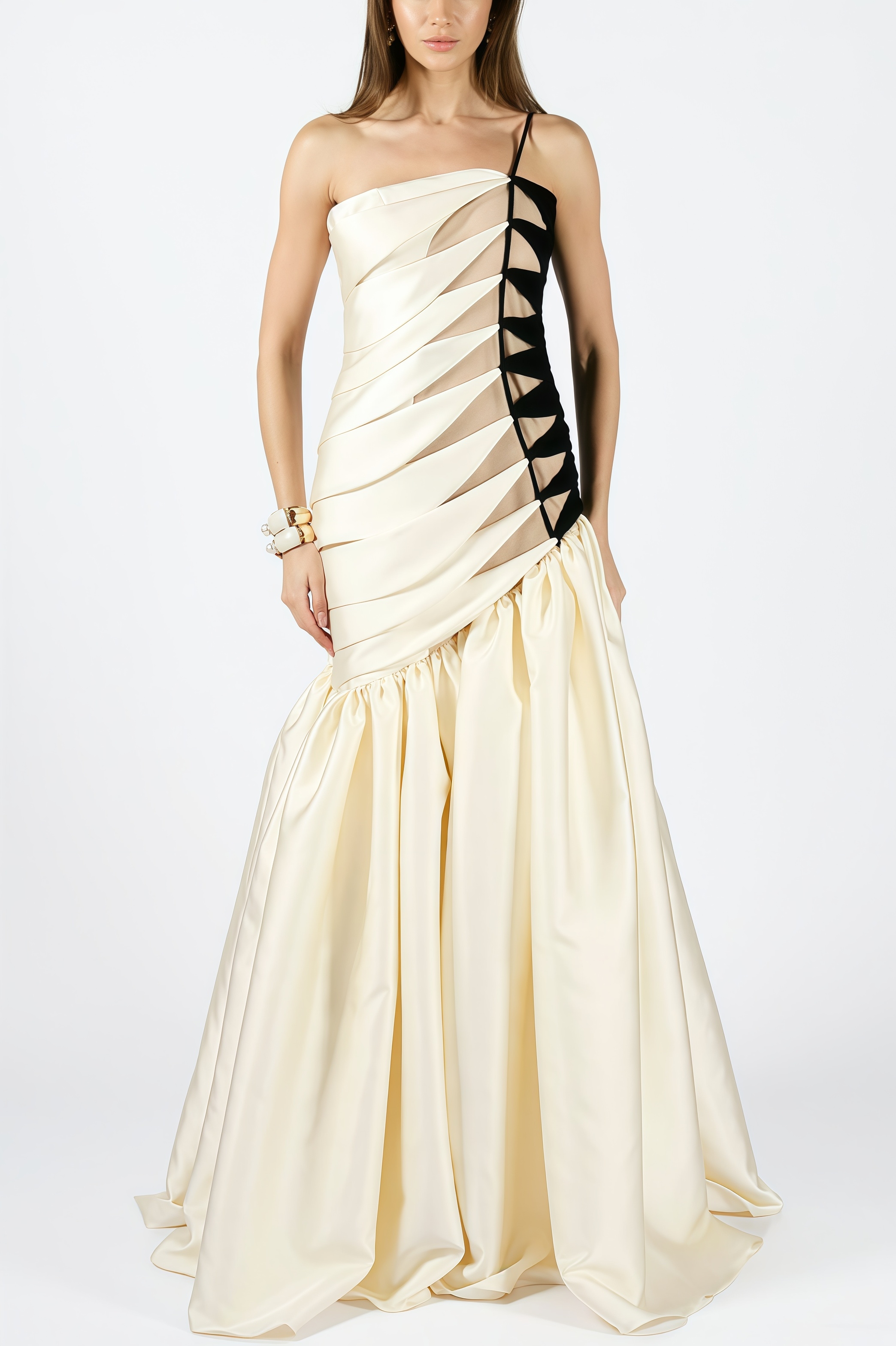 Branda Fishtail Satin Maxi Dress