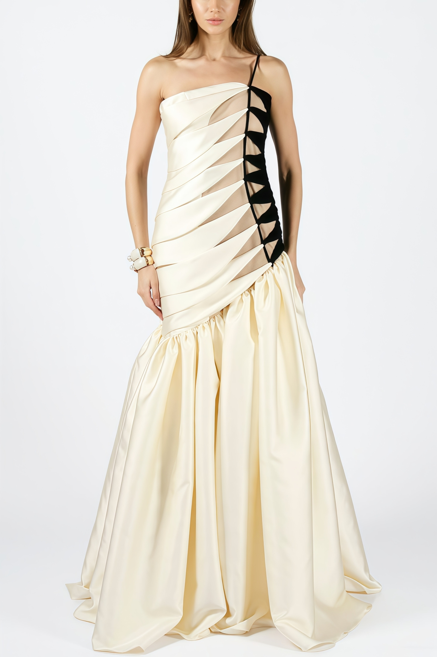 Branda Fishtail Satin Maxi Dress