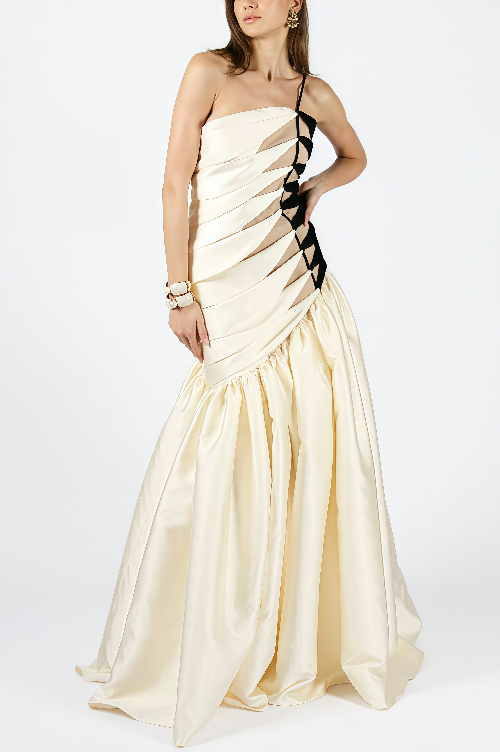 Branda Fishtail Satin Maxi Dress