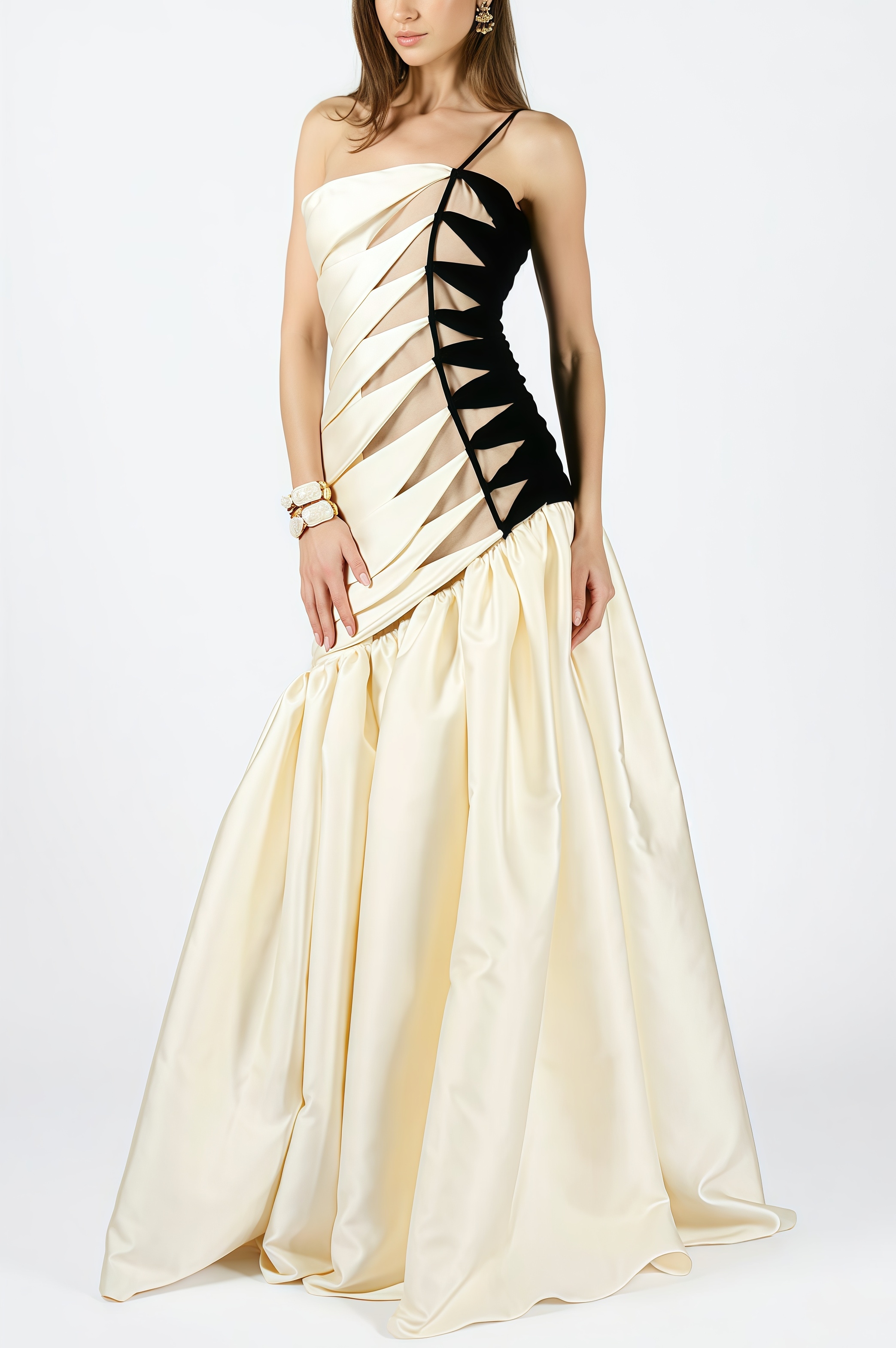 Branda Fishtail Satin Maxi Dress