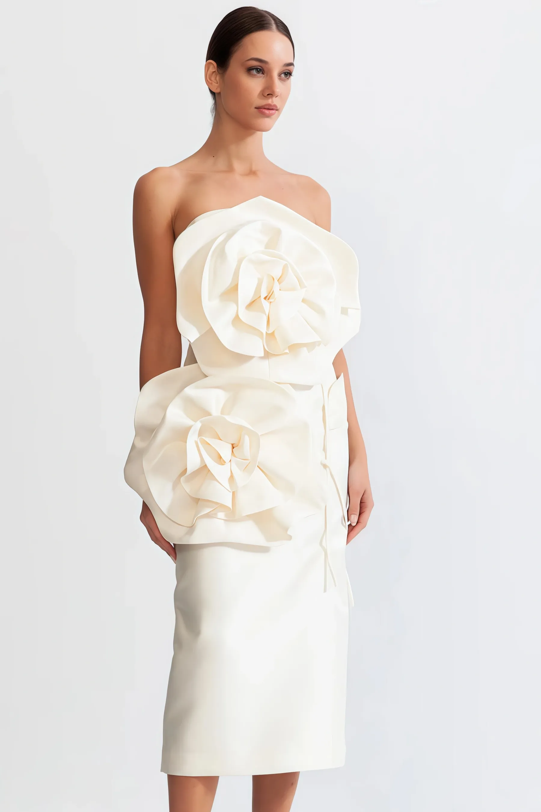 Roie 3D Flower Design Midi Dress