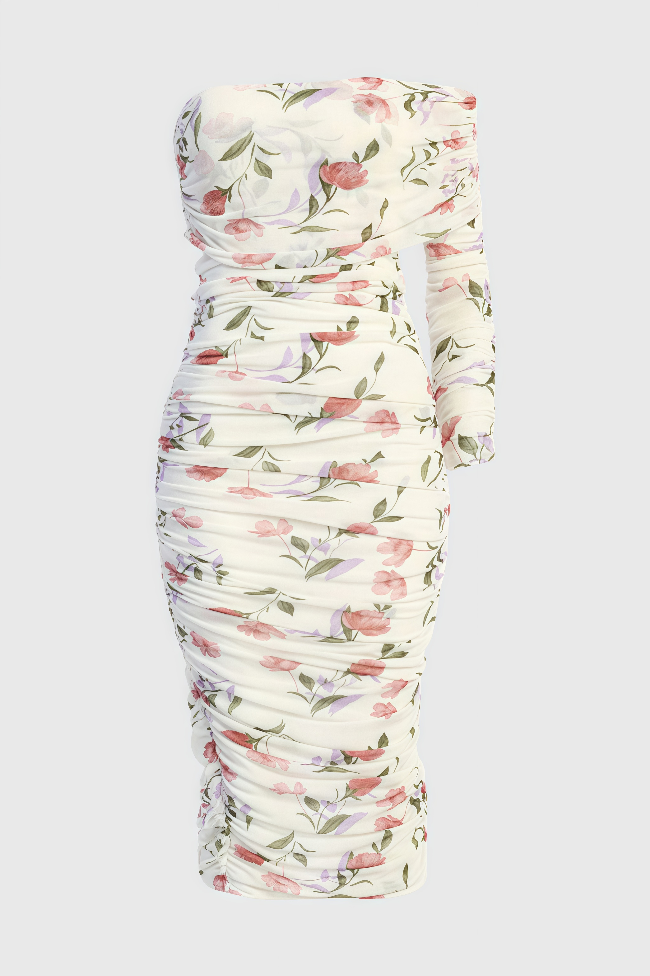 Baelik Printed Slit Pleated Midi Dress