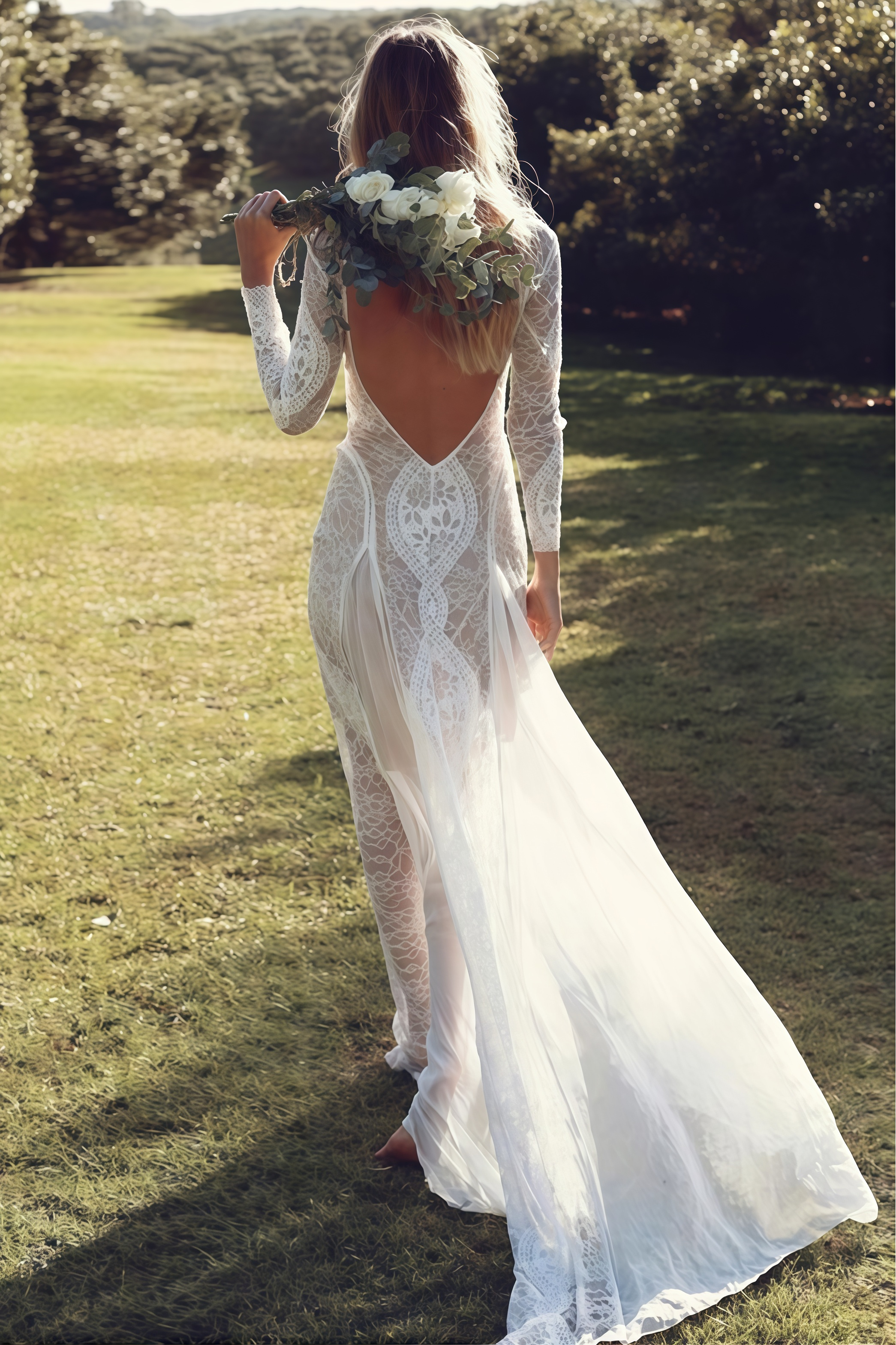 Isabella Lace Backless Maxi Dress