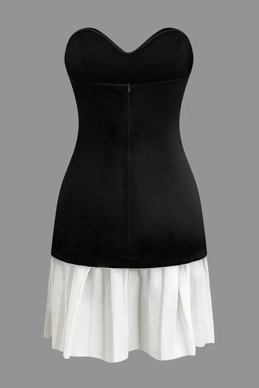 Ula Velvet Pleat Strapless Mini Dress