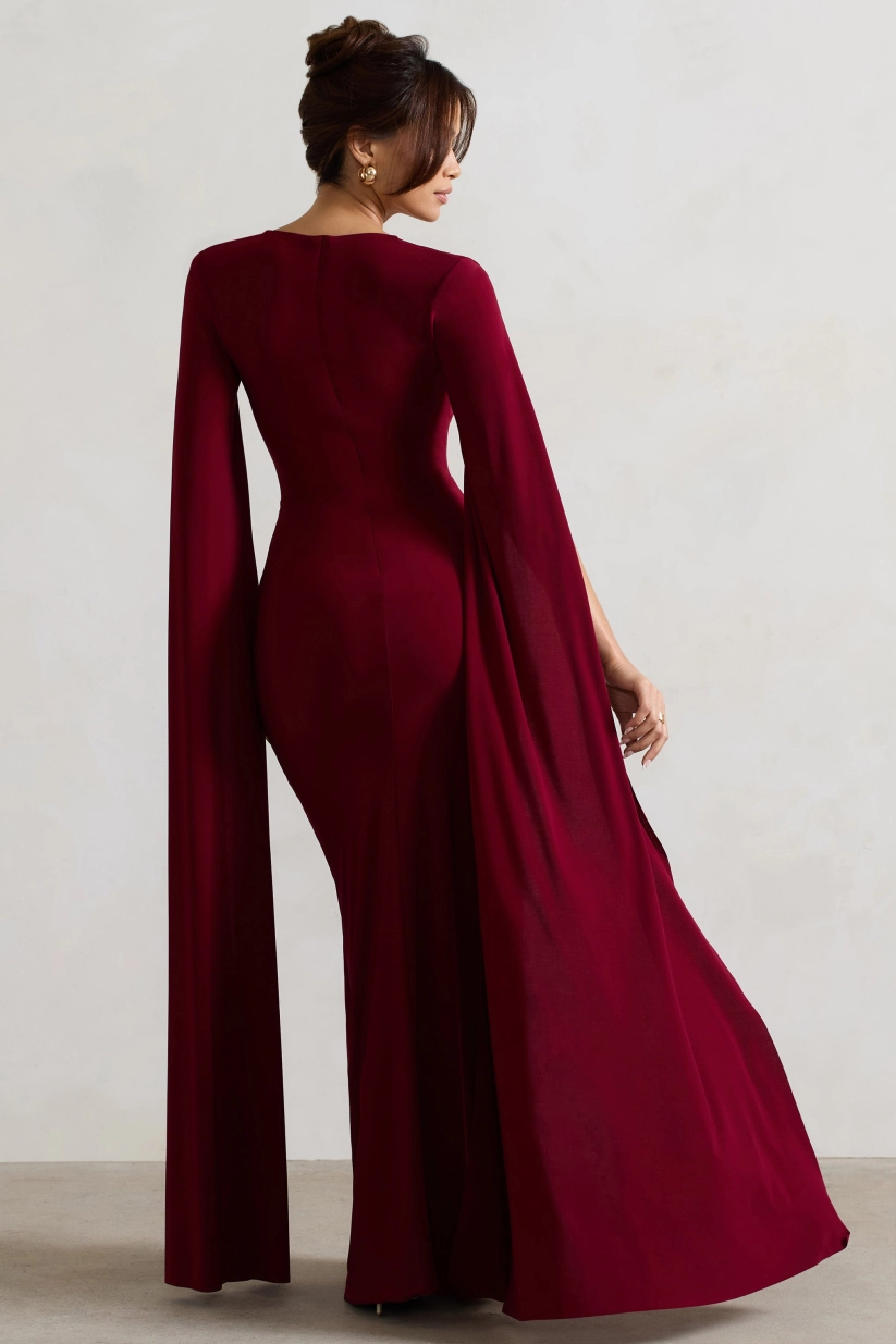 Noma Solid Square Collar High Split Midi Dress