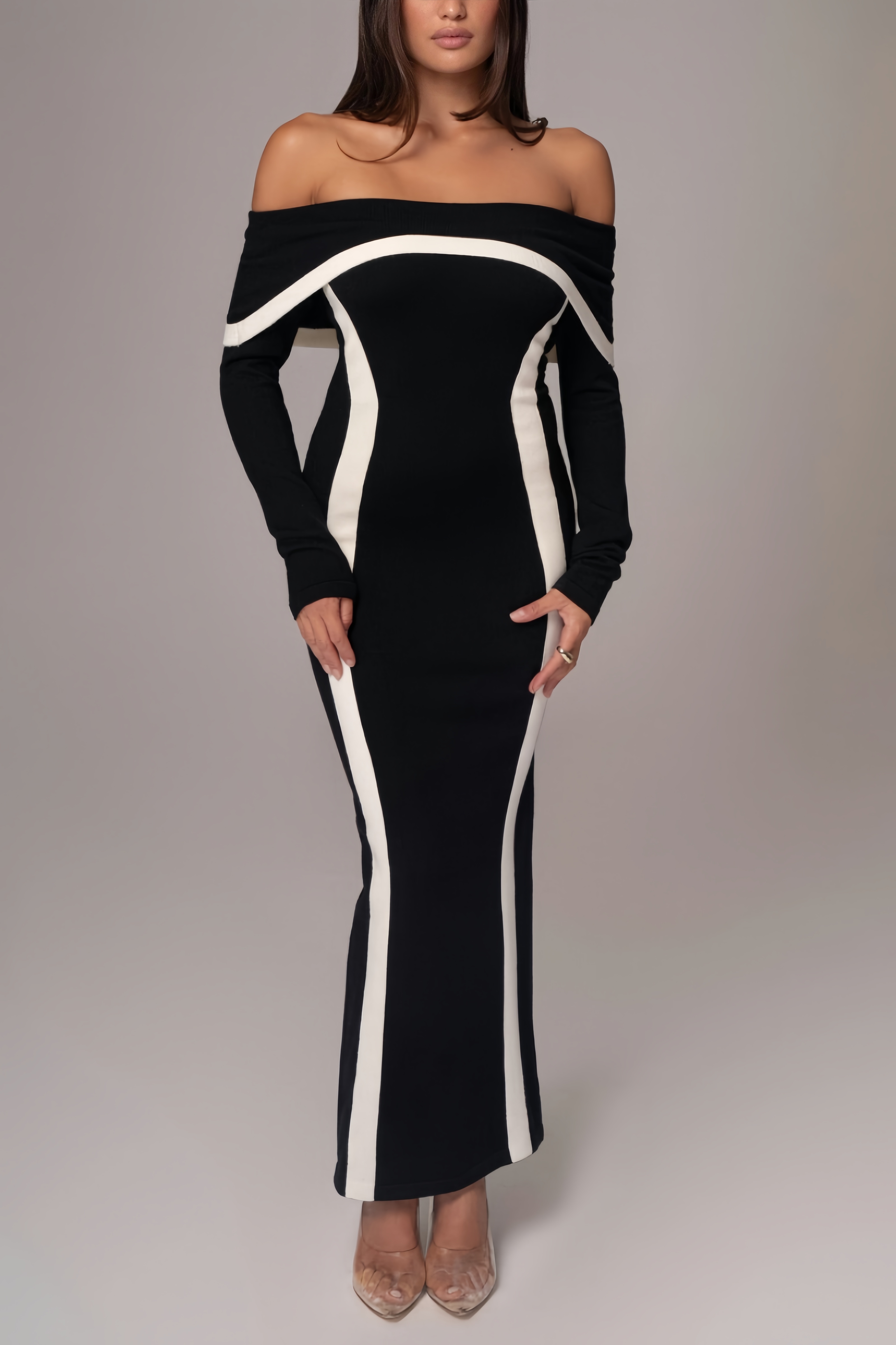 Elya Clashing Colours Knitted Maxi Dress
