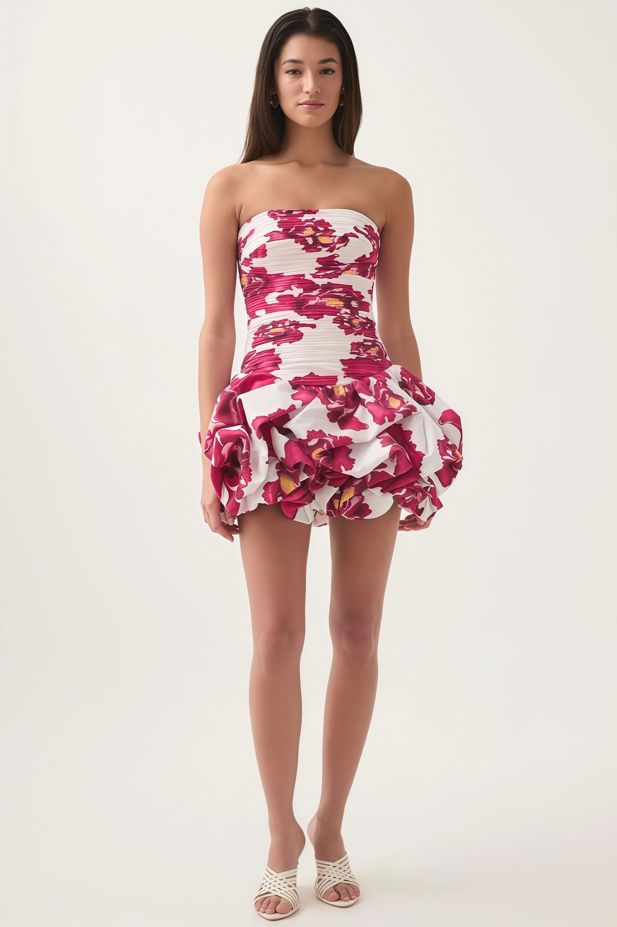 Finch Floral Off-Shoulder Pleat Mini Dress