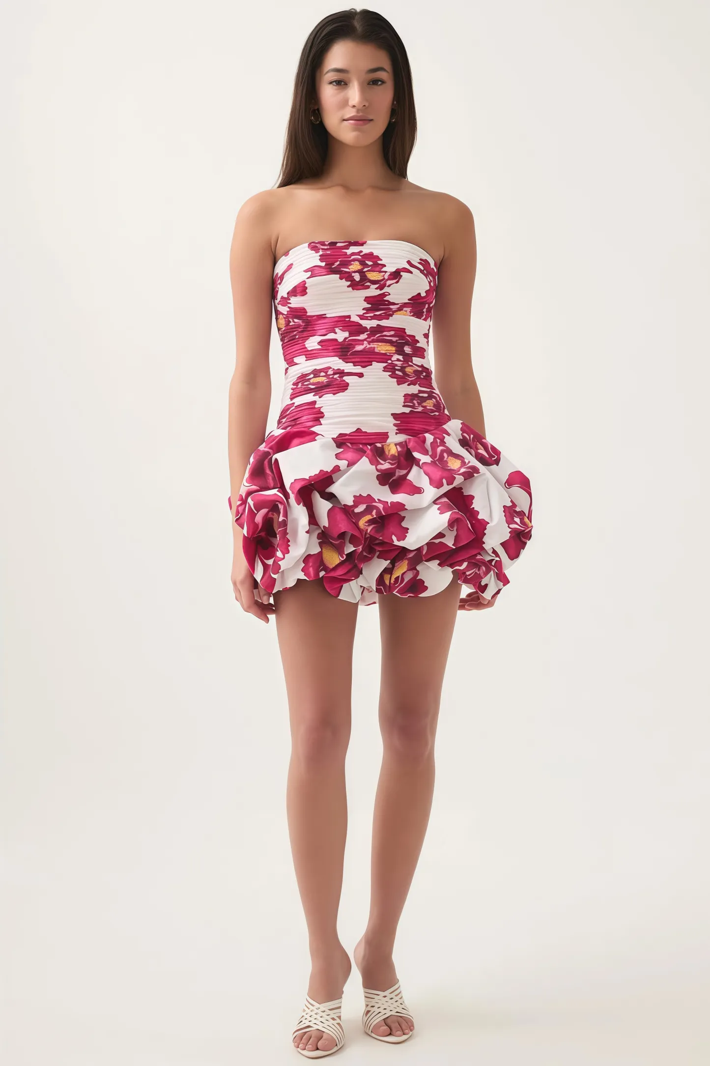 Finch Floral Off-Shoulder Pleat Mini Dress