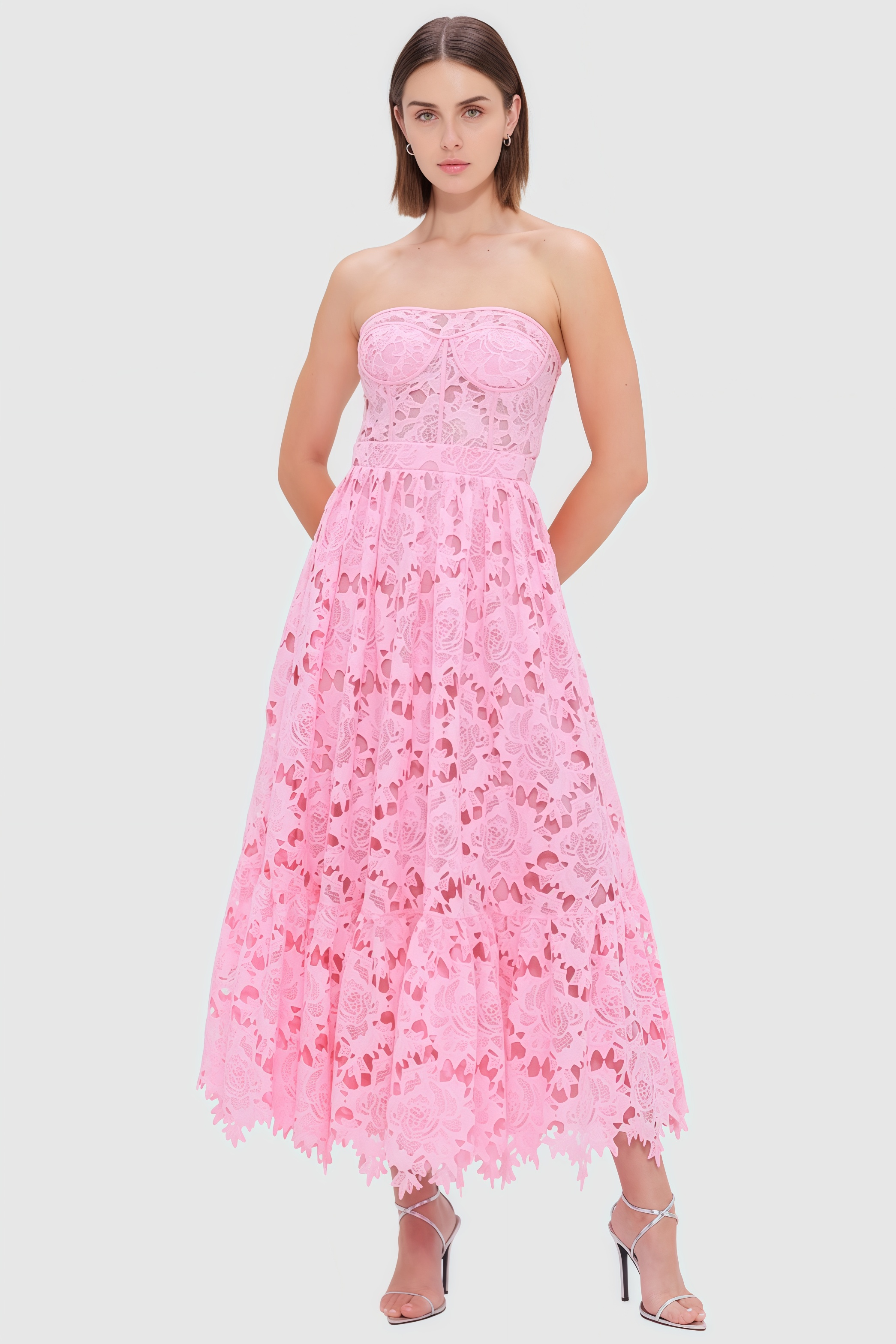 Darcy Solid Lace Sleeveless Midi Dress