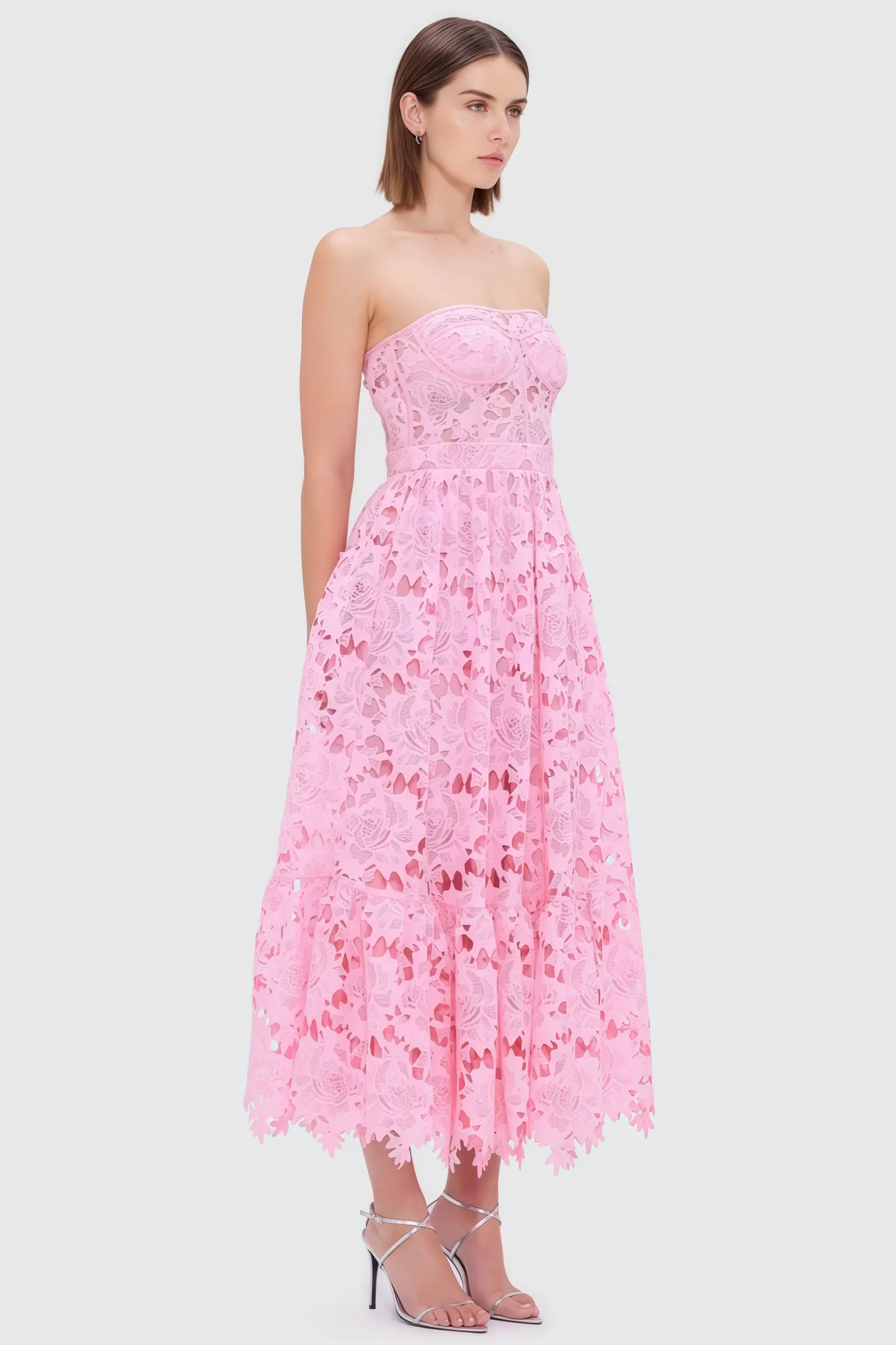 Darcy Solid Lace Sleeveless Midi Dress