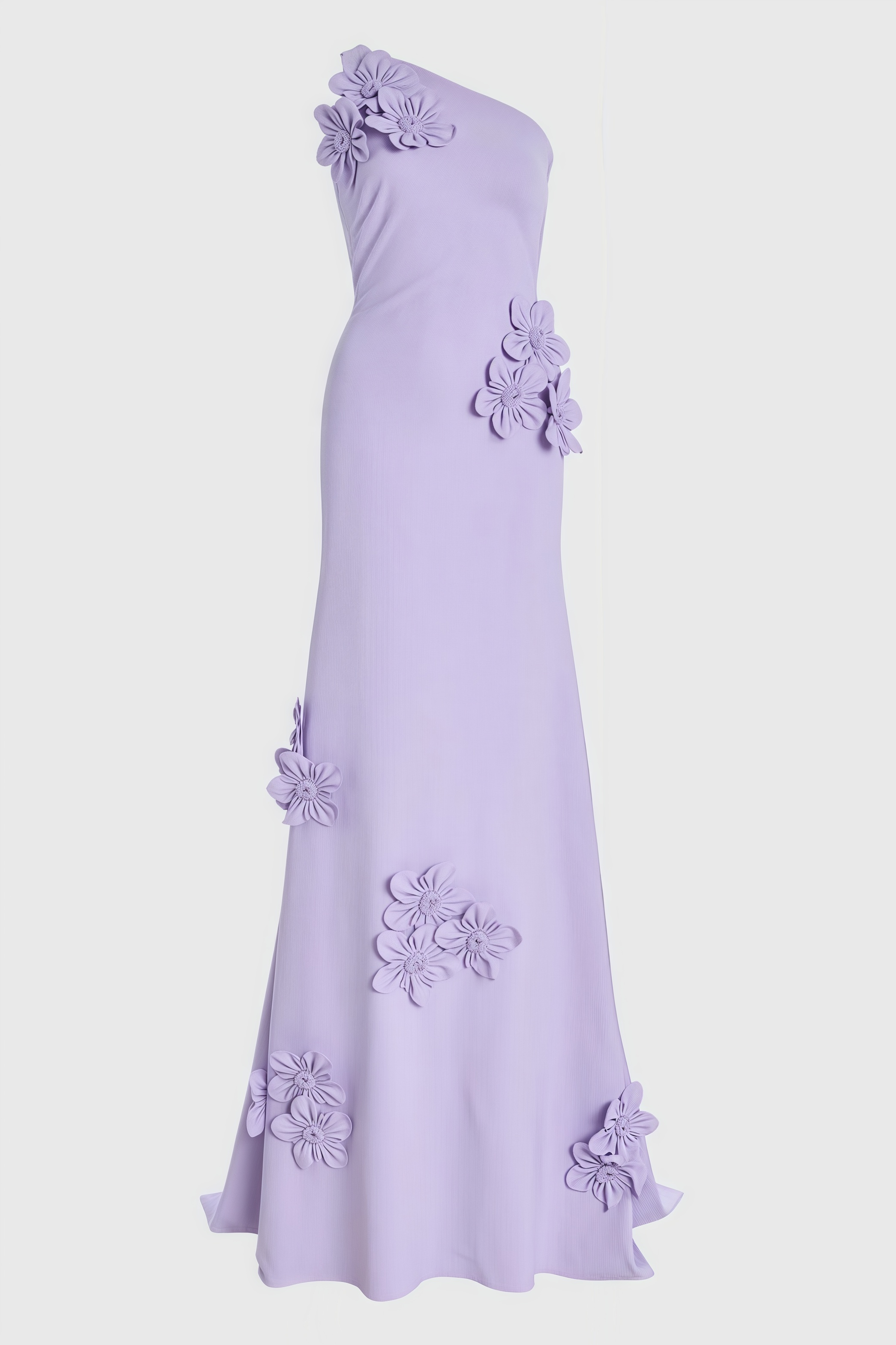 Niverk Satin 3D Flower Skew Collar Maxi Dress