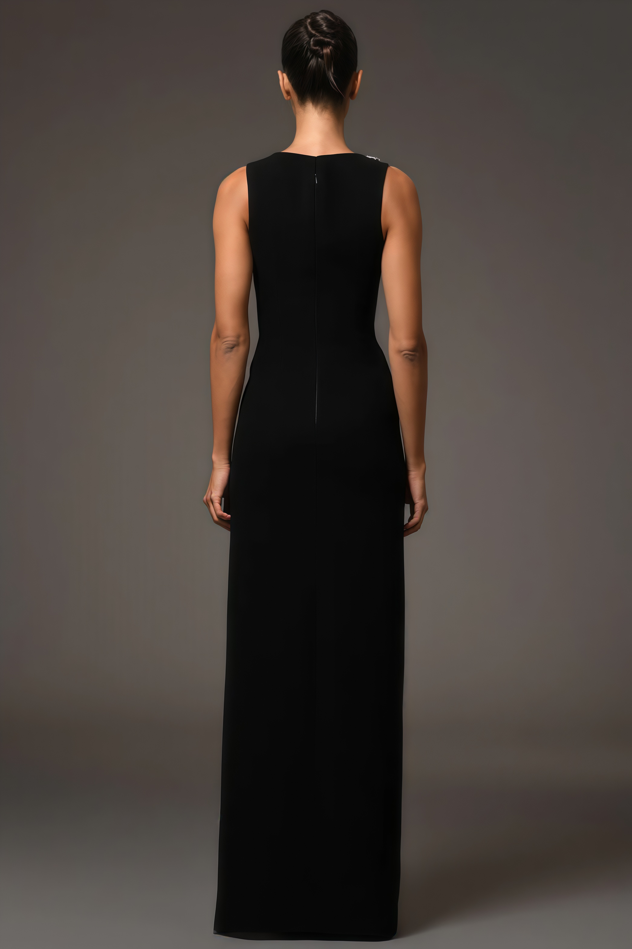 Gideoa Black Mesh Chain Maxi Dress