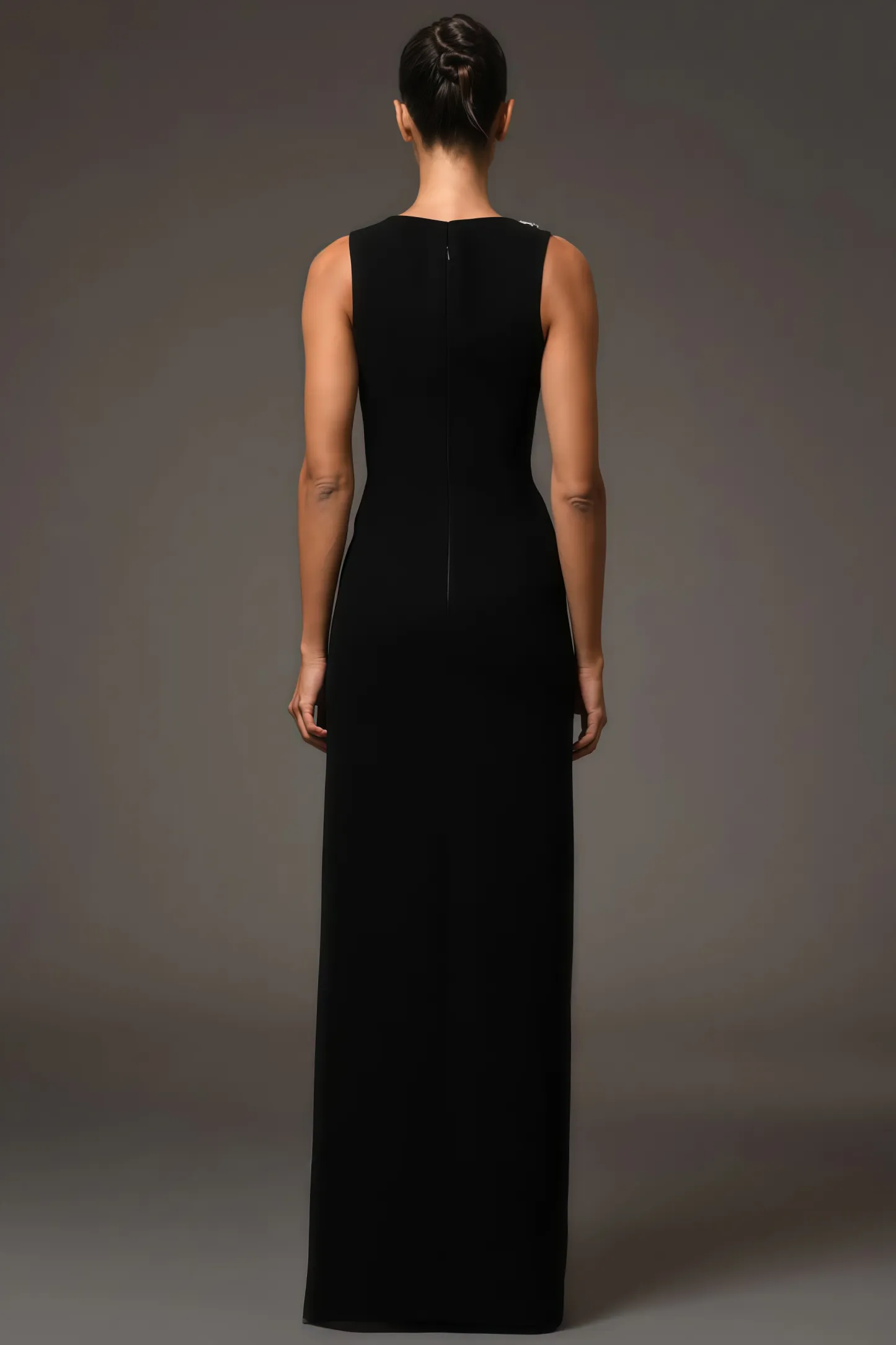 Gideoa Black Mesh Chain Maxi Dress