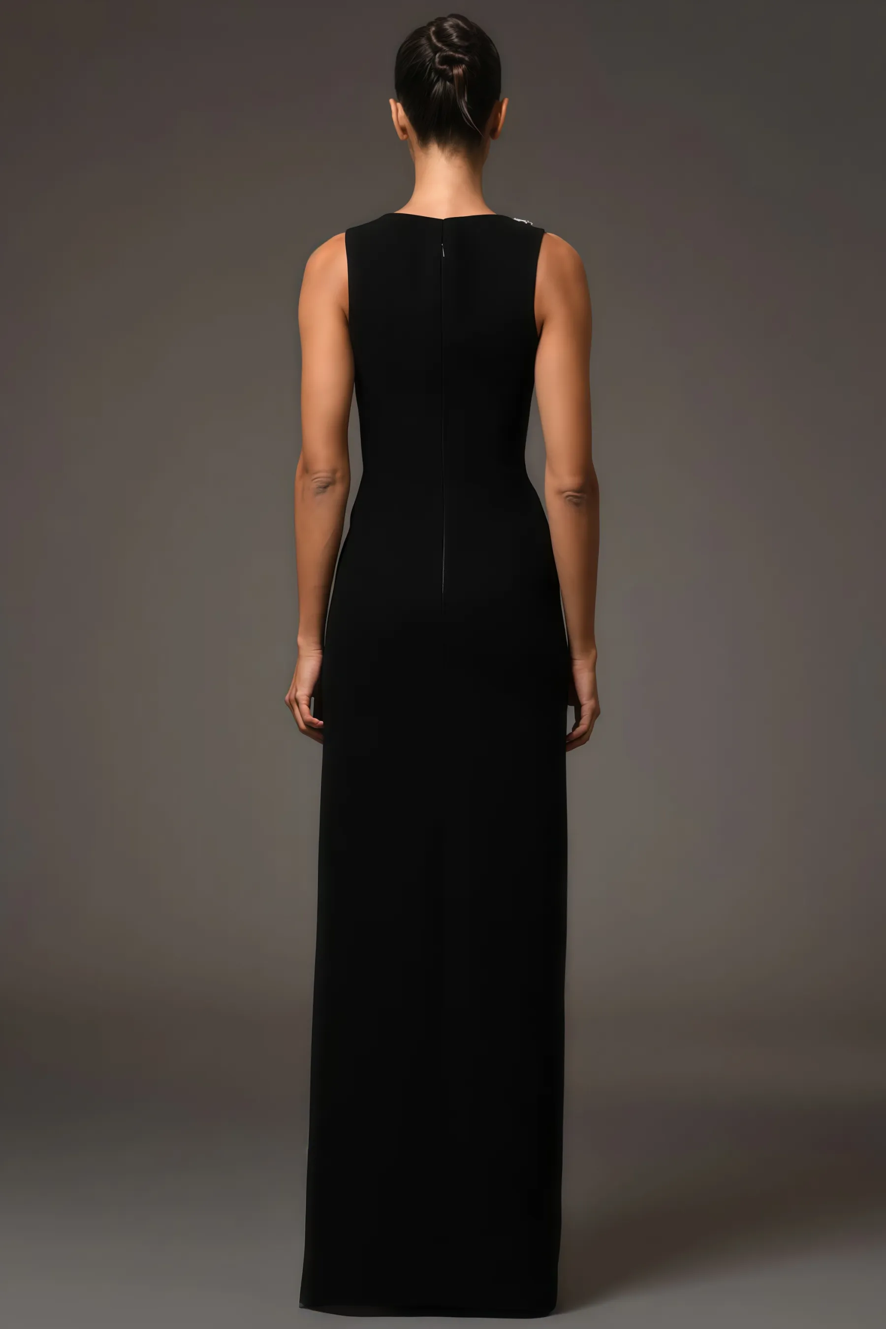Gideoa Black Mesh Chain Maxi Dress