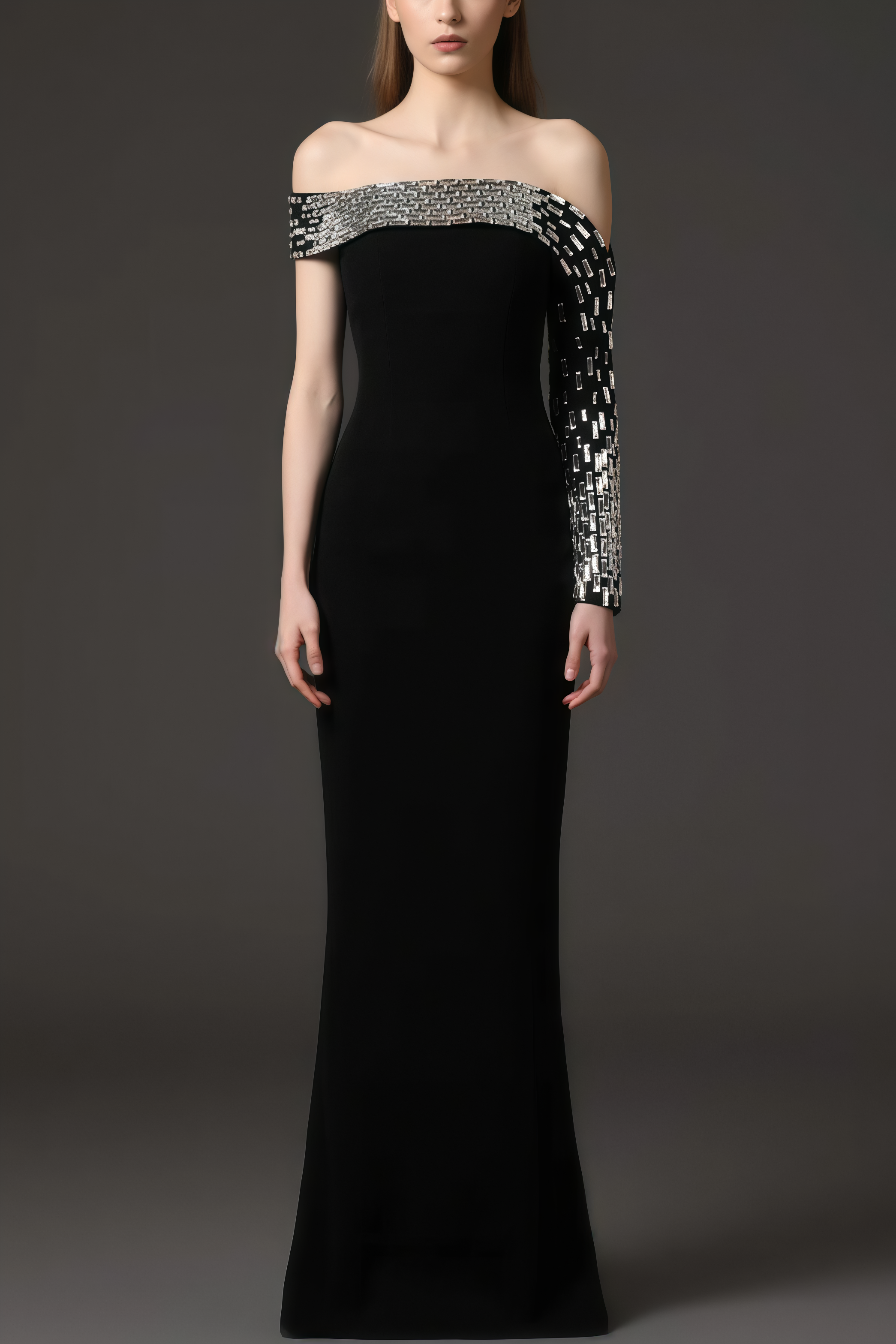 Wyran Diamond Black Bandage Maxi Dress
