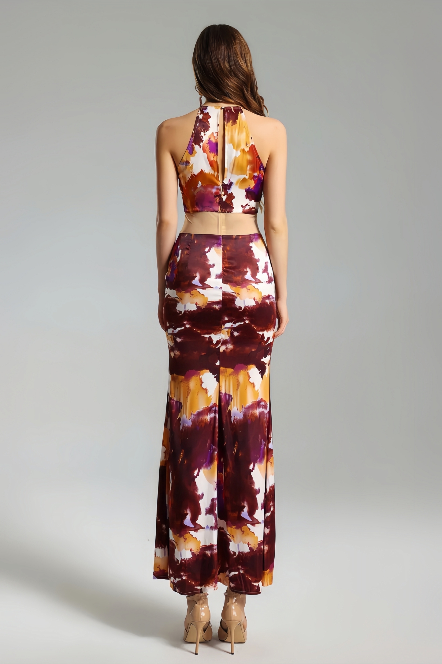 Rana Vintage Printed Sleeveless Split Maxi Dress