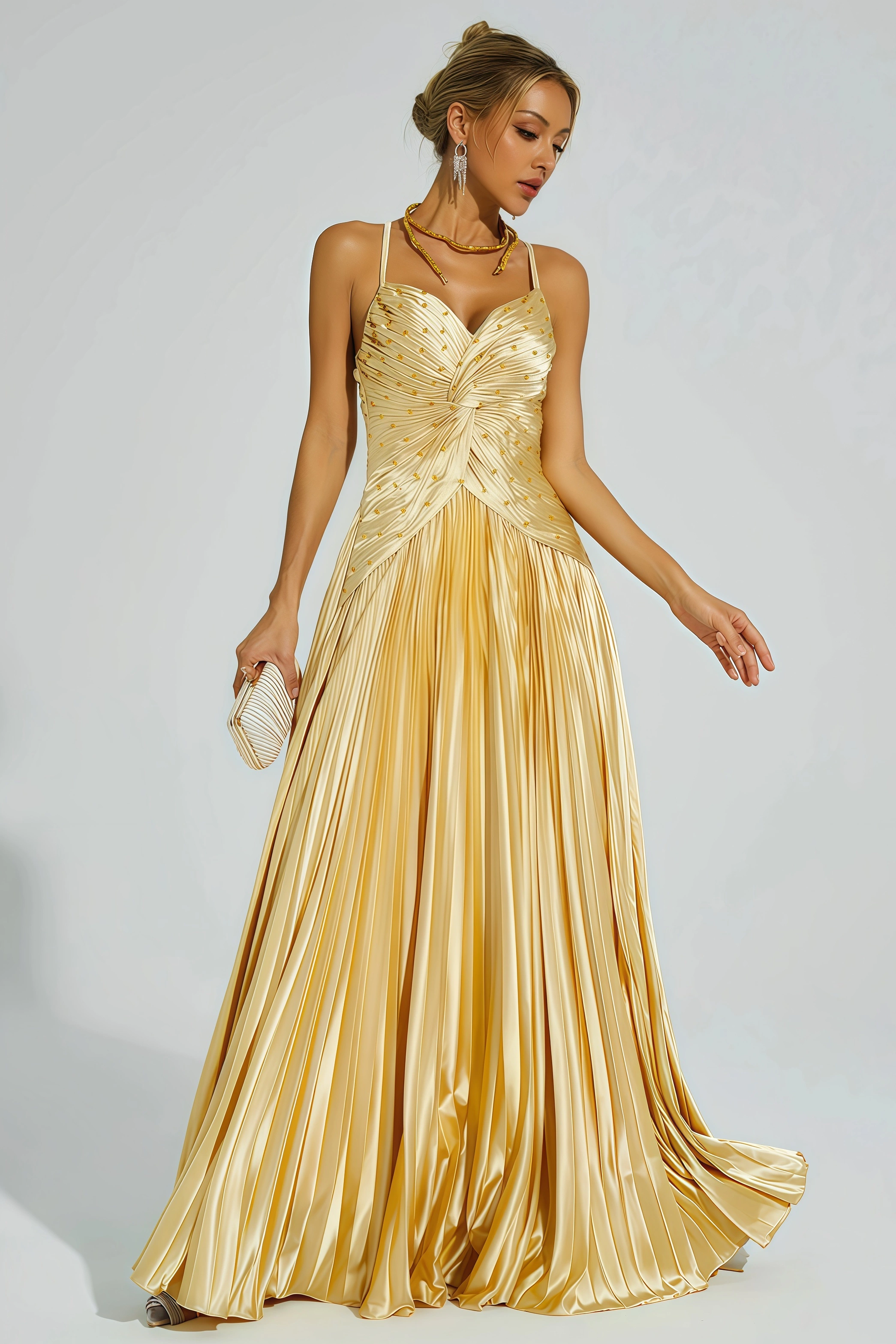 Saga Gold Beaded Maxi Slip Dress