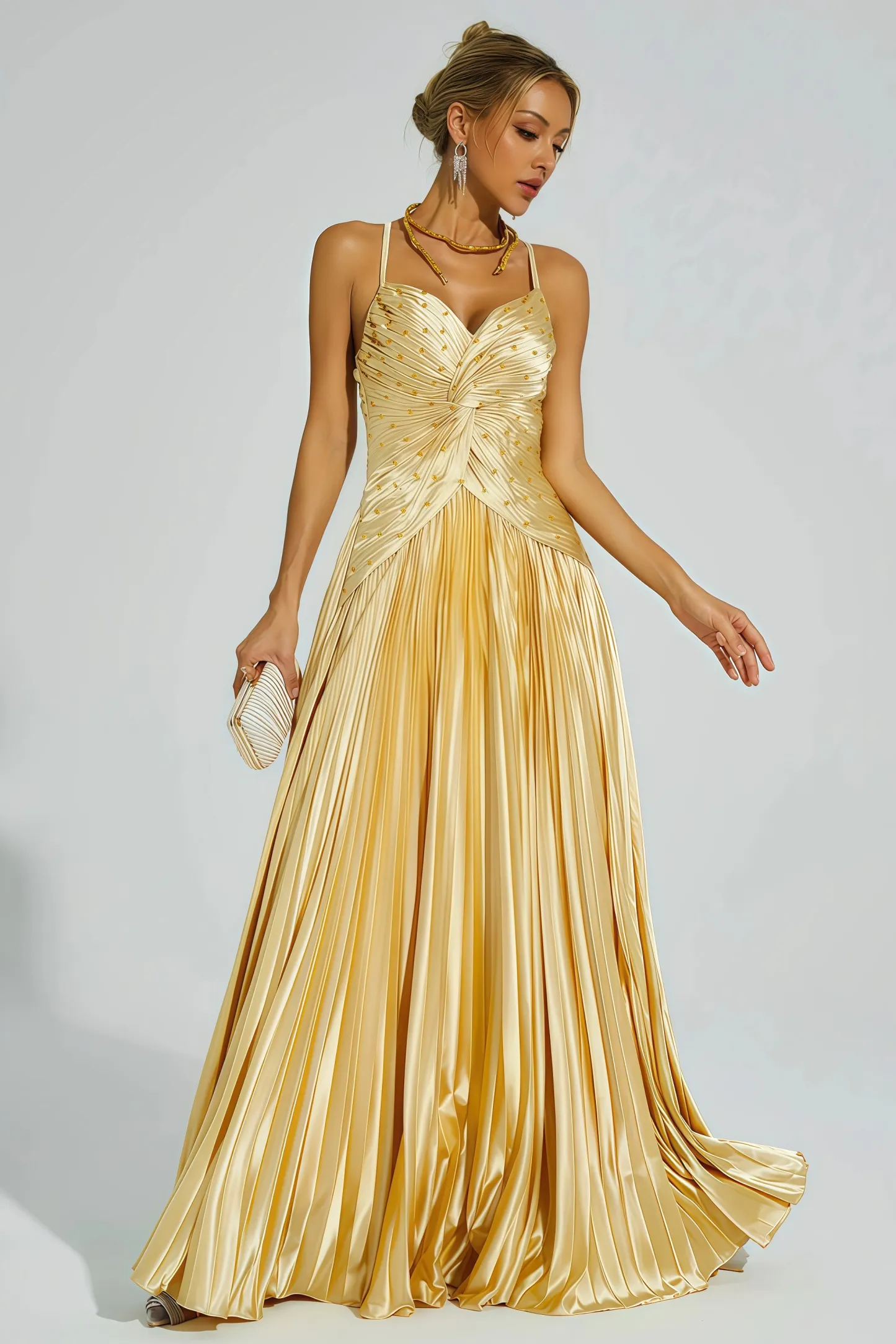 Saga Gold Beaded Maxi Slip Dress
