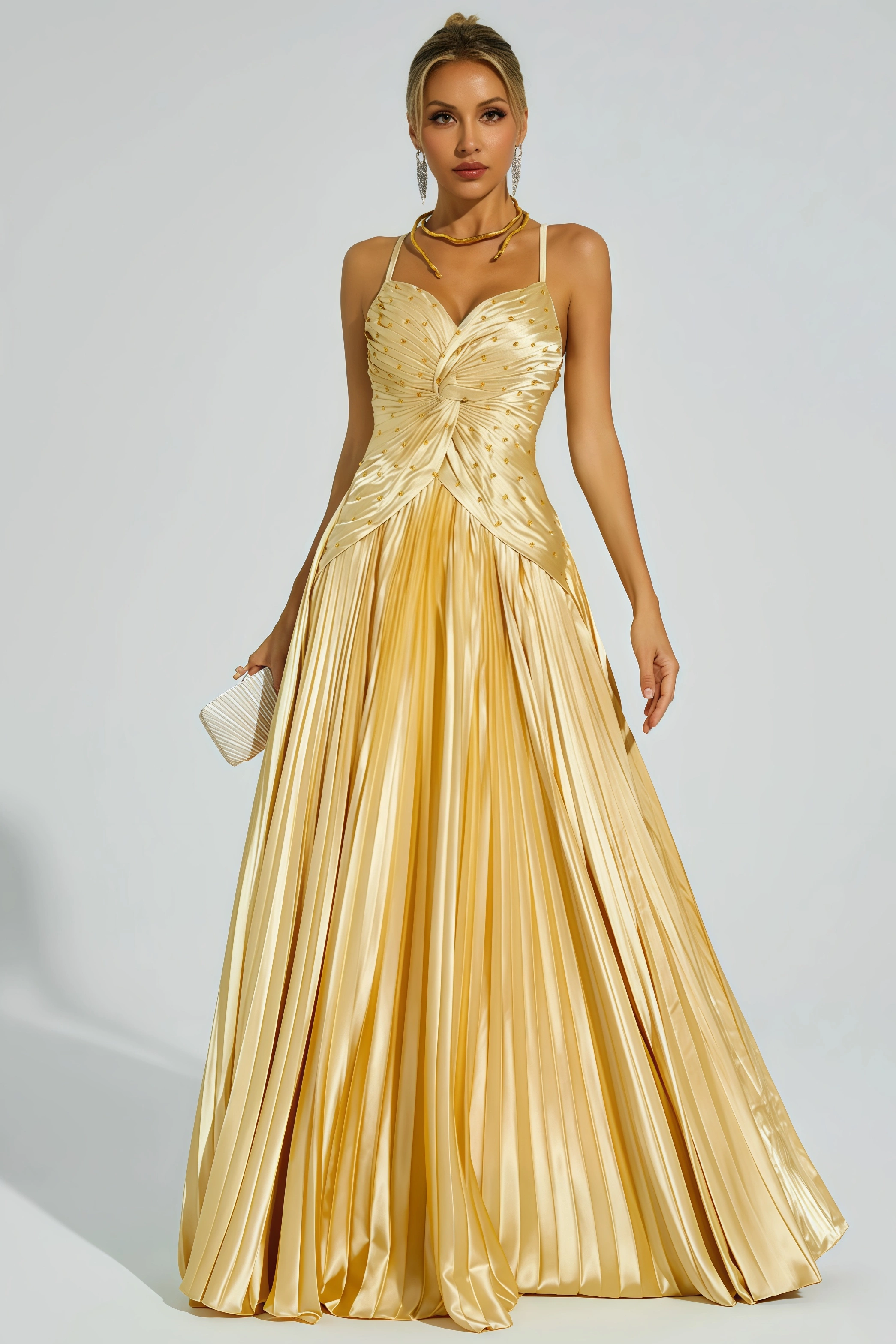 Saga Gold Beaded Maxi Slip Dress